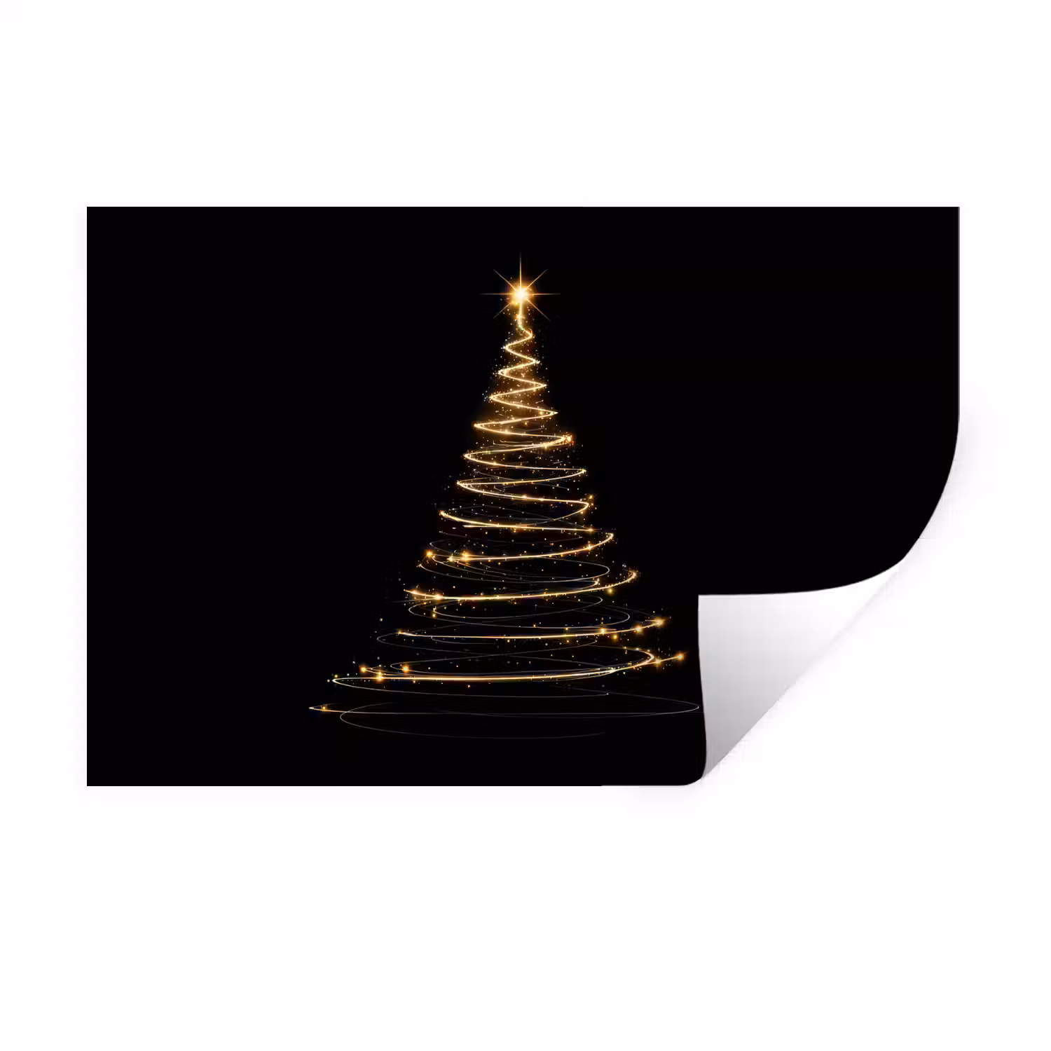 Magisch - Kerstboom - Lichtspiralen - Zwart Muursticker klein -3d