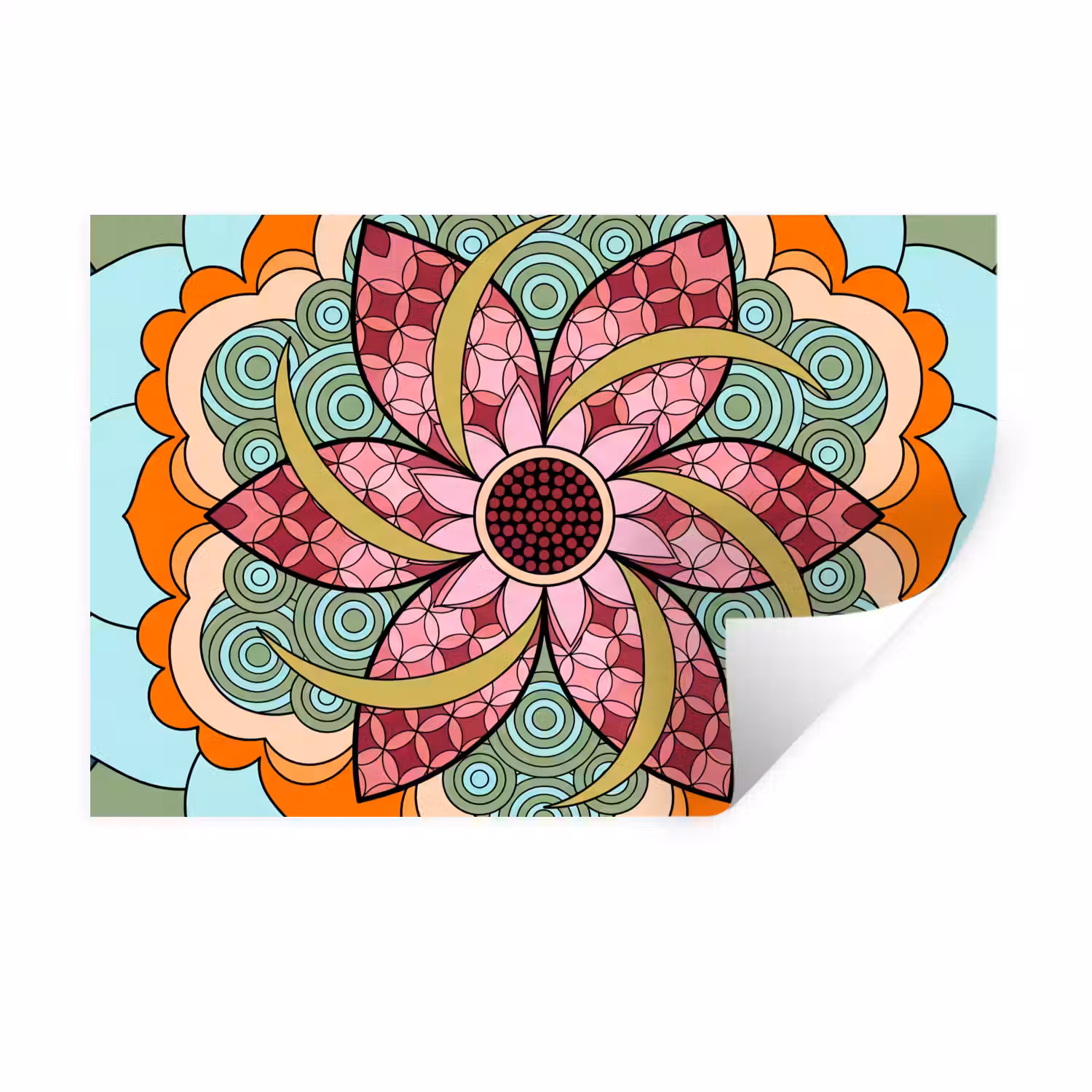 Mandala - Geometrisch - Kunst - Decoratief - Kleurrijk Muursticker klein -3d