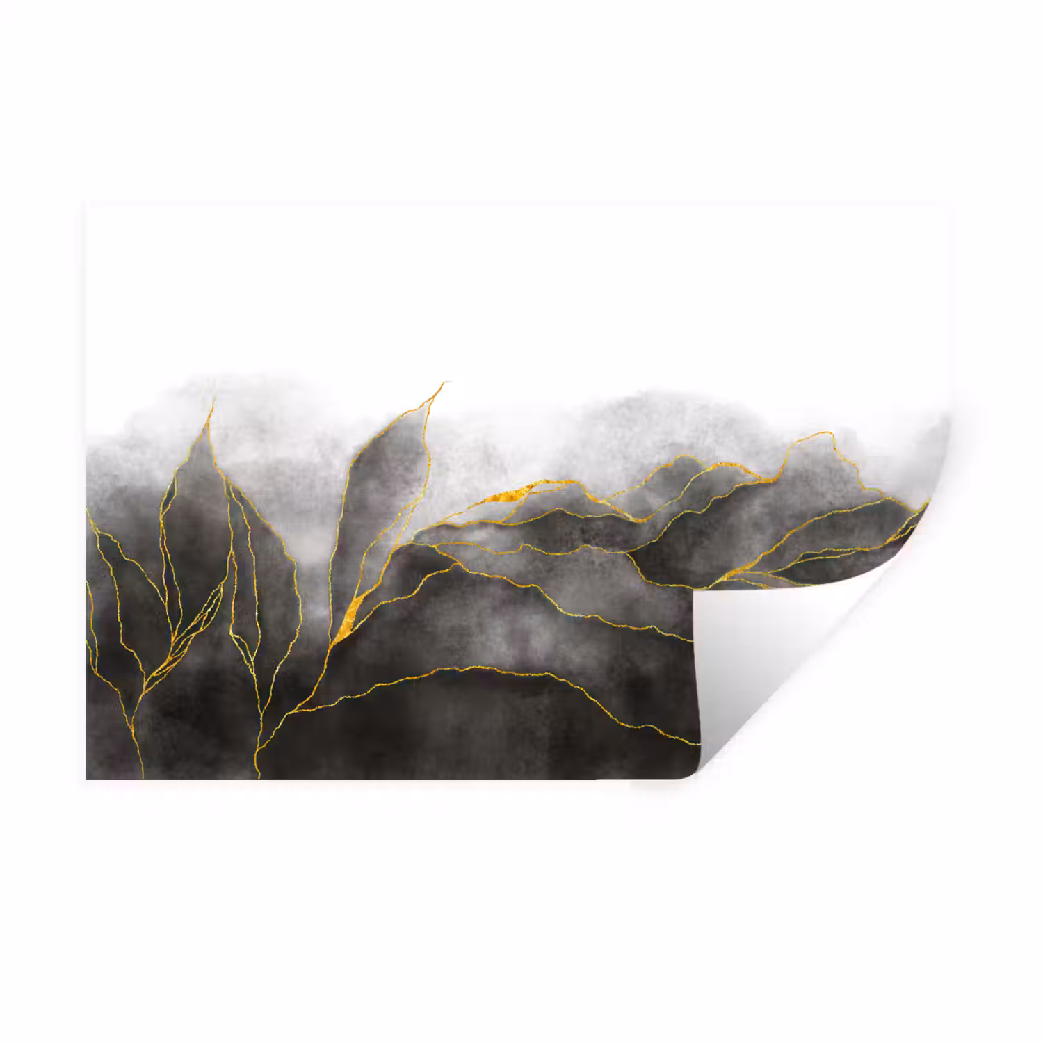Marmer - Zwart - Goud - Luxe - Marmerlook Muursticker klein -3d