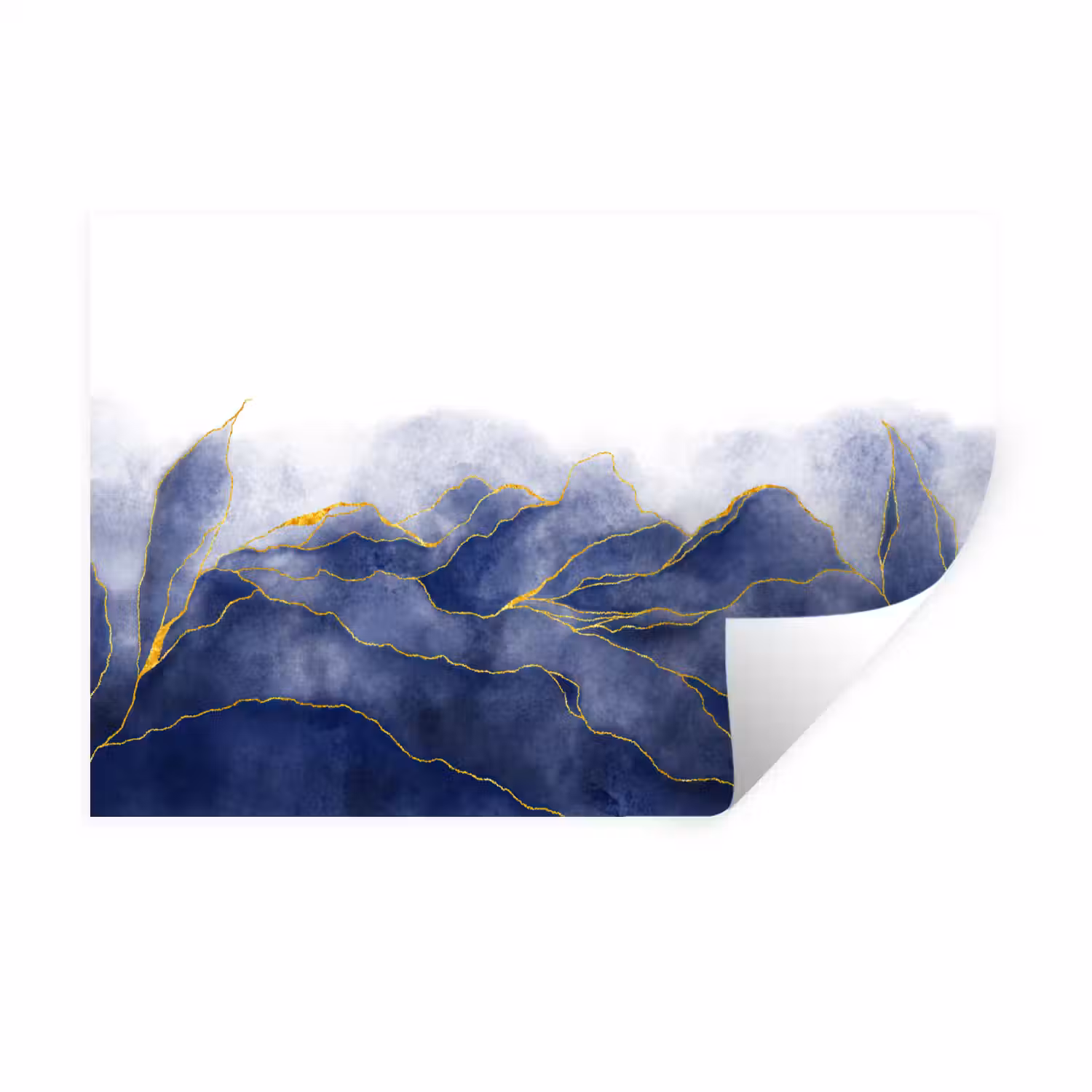 Marmer - Blauw - Marmerlook - Goud - Textuur Muursticker klein -3d