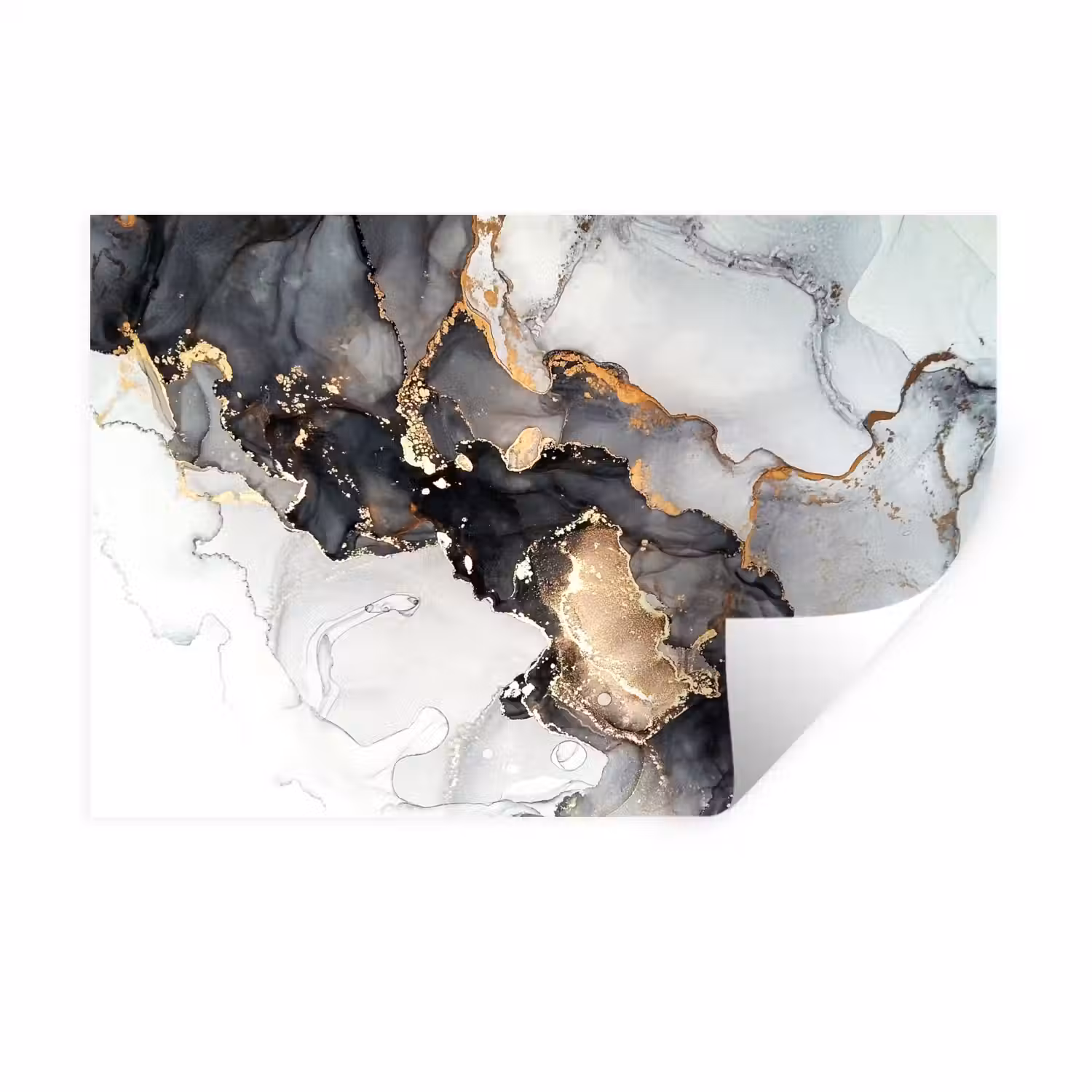Marmer - Goud - Abstract - Zwart Wit - Luxe Muursticker klein -3d