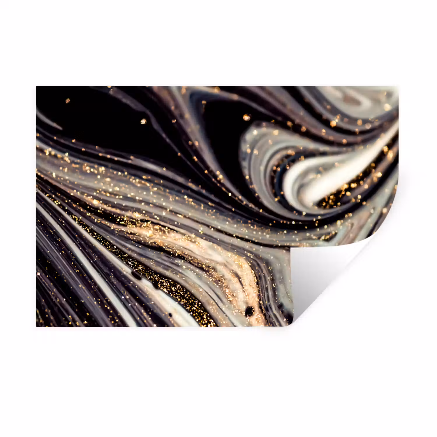 Marmerlook - Zwart - Goud - Wit - Glitter - Marmer Muursticker klein -3d
