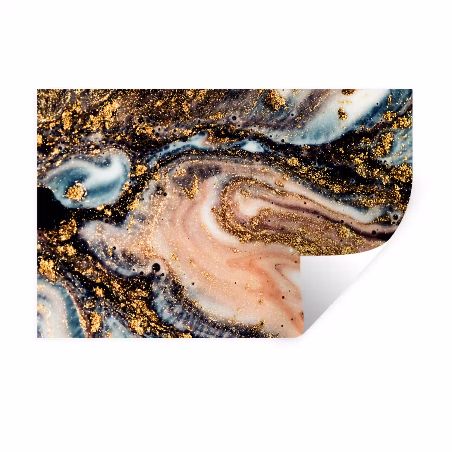 Marmerlook - Goud - Zwart - Glitter - Chic Muursticker klein -3d