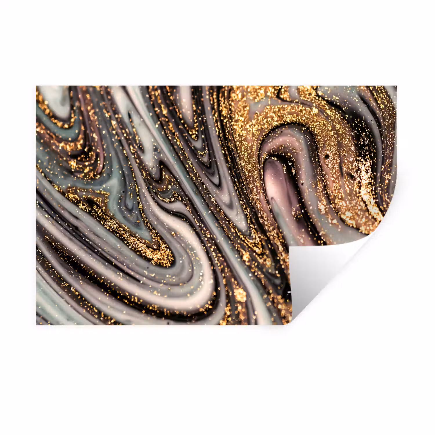 Marmerlook - Goud - Glitter - Luxe - Marmer - Wit Muursticker klein -3d