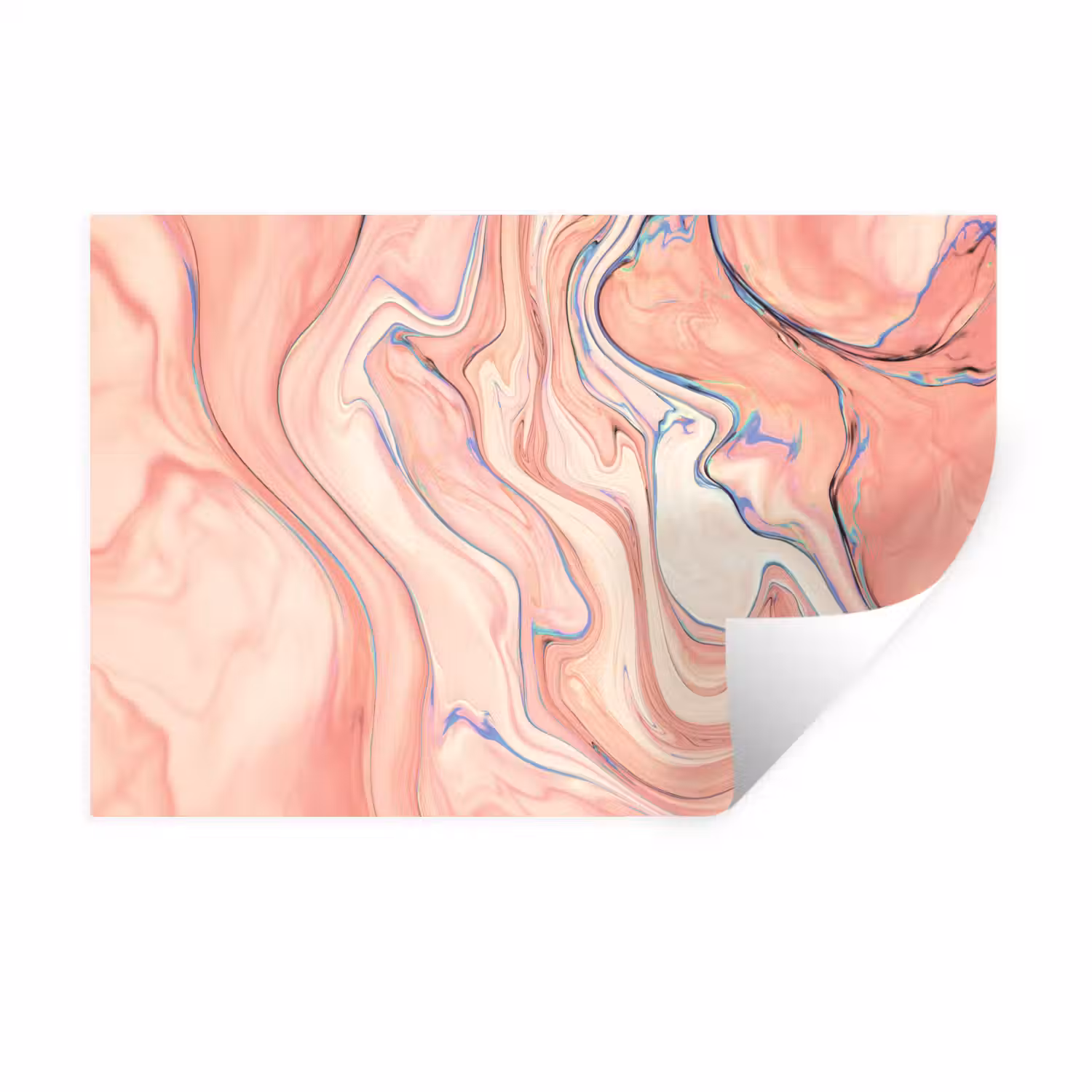 Marmer - Pastel - Roze - Blauw - Marmerlook - Abstract Muursticker klein -3d