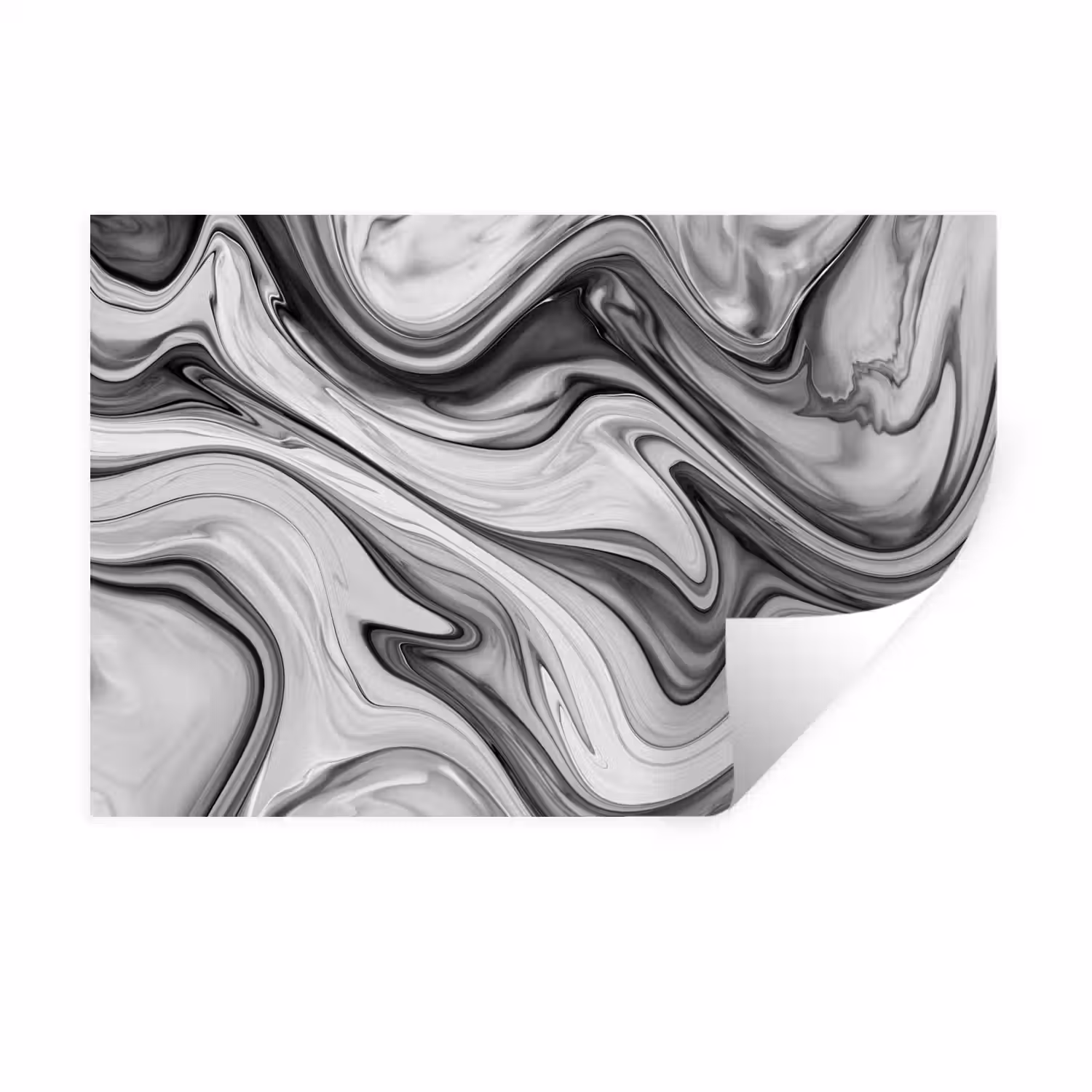 Marmer - Patronen - Grijs - Marmerlook - Zwart Muursticker klein -3d
