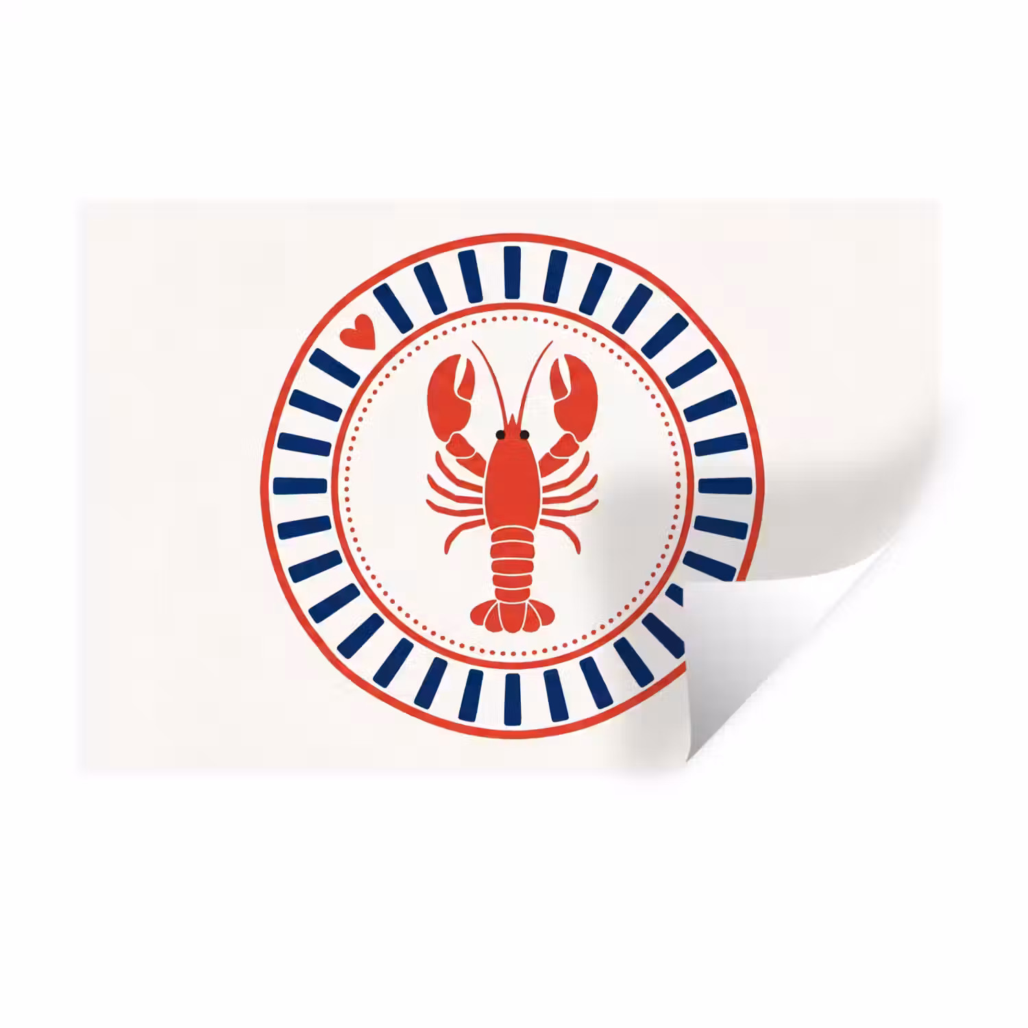 Zeeleven - Kreeft - Embleem - Grafisch - Rood Muursticker klein -3d