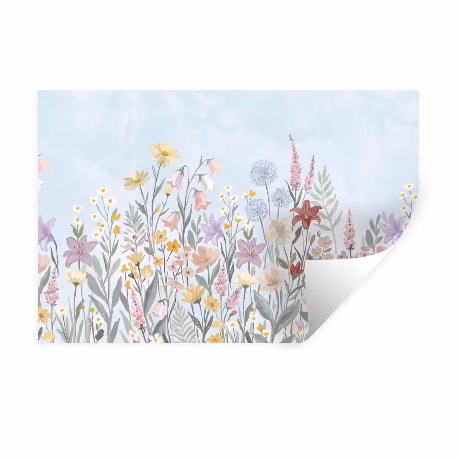 Weidebloemen - Illustratie - Kleurrijk Muursticker klein -3d