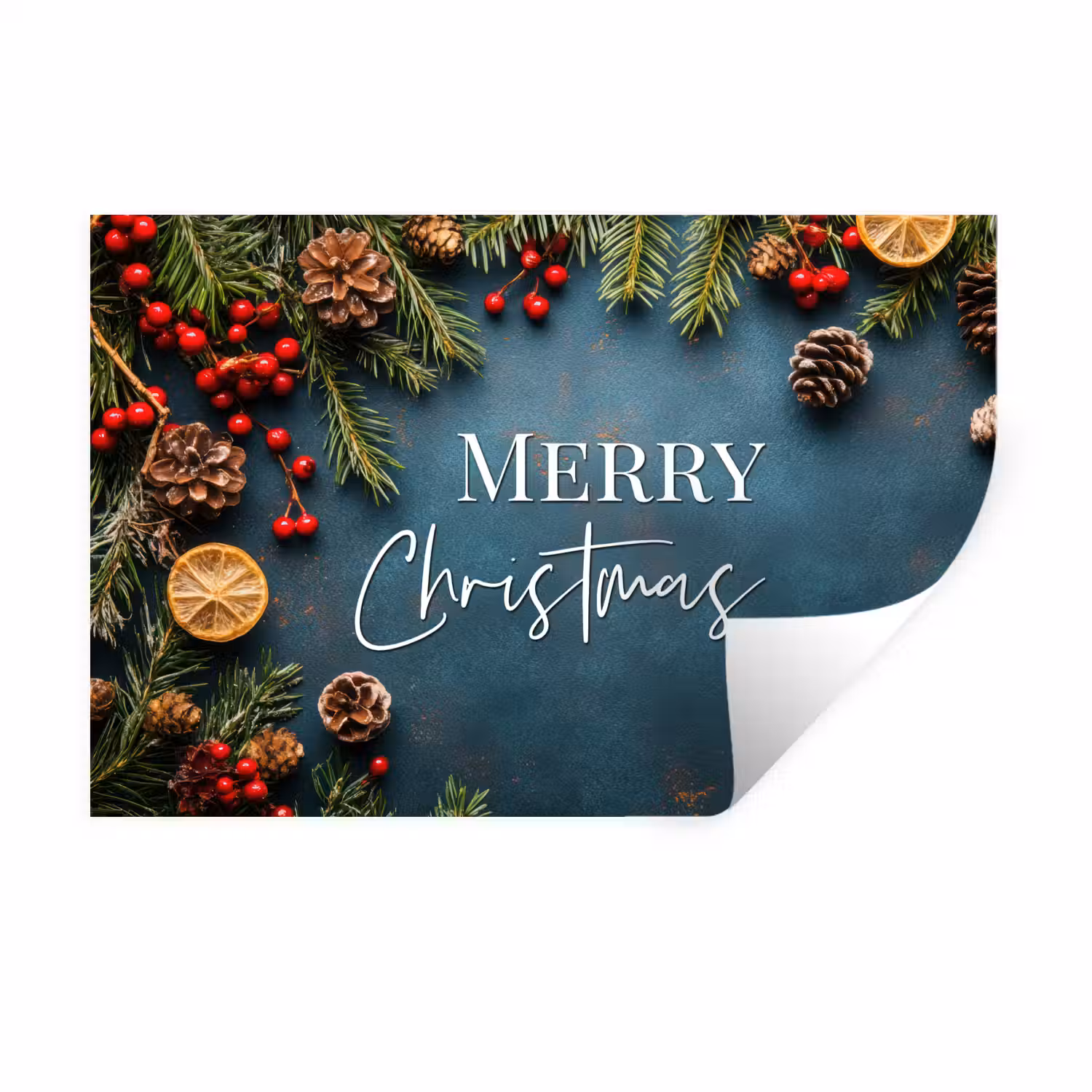 Merry Christmas - Blauw - Kerst - Winter Muursticker klein -3d