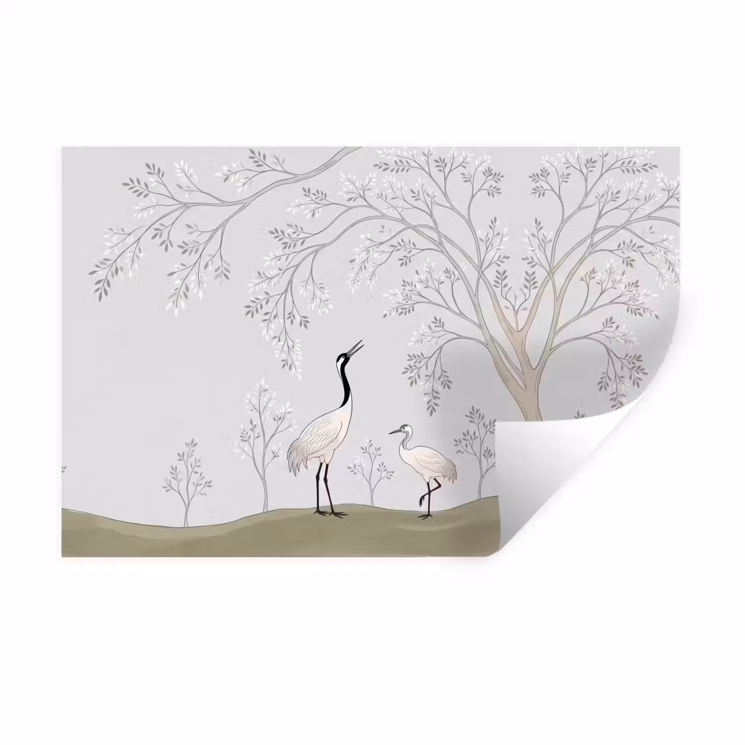 Minimalistisch - Kraanvogels - Blauw Muursticker klein -3d