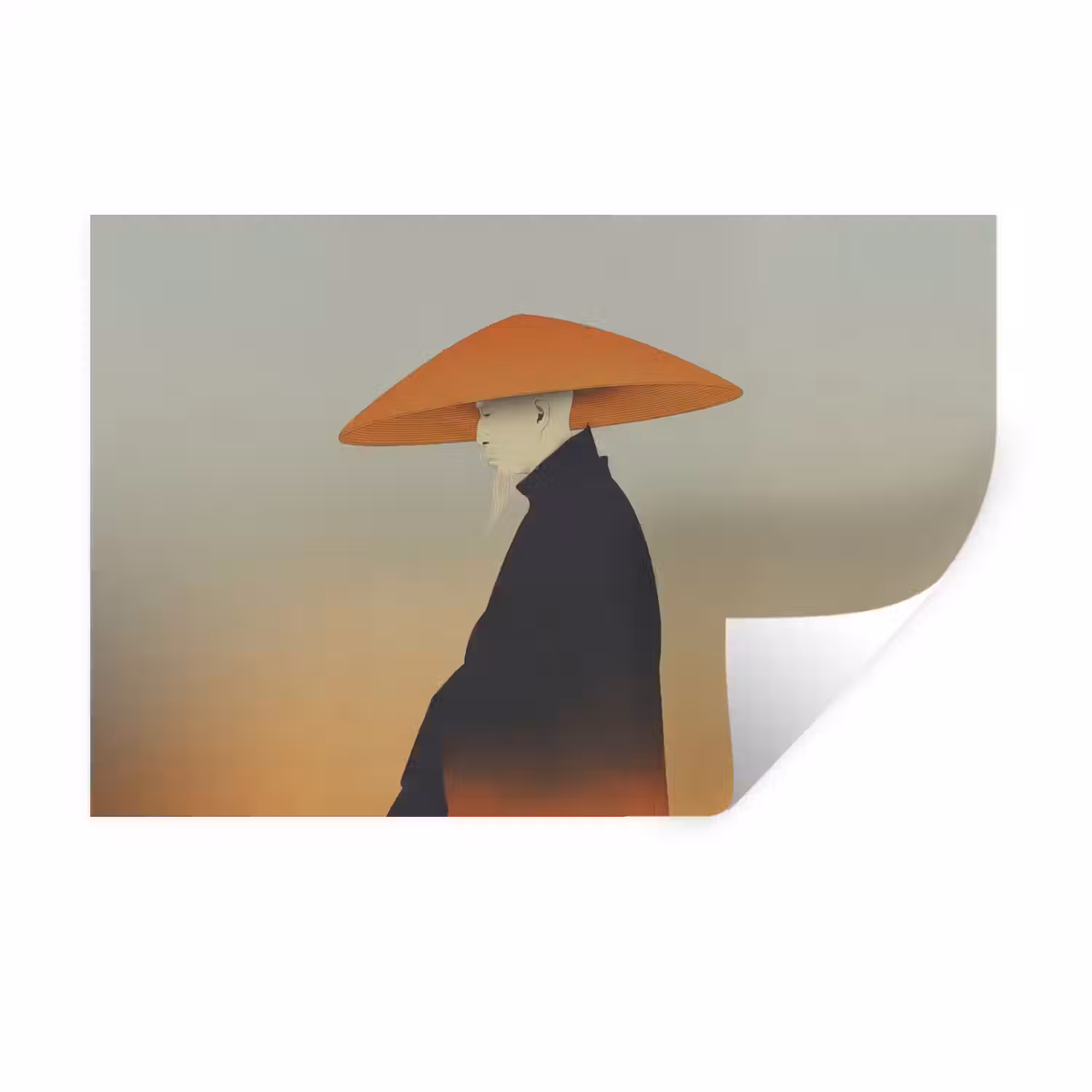 Minimalistisch - Silhouet - Oranje Muursticker klein -3d