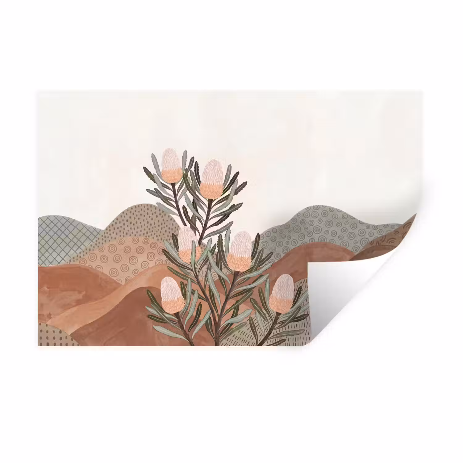 Modern - Heuvels - Terracotta Muursticker klein -3d