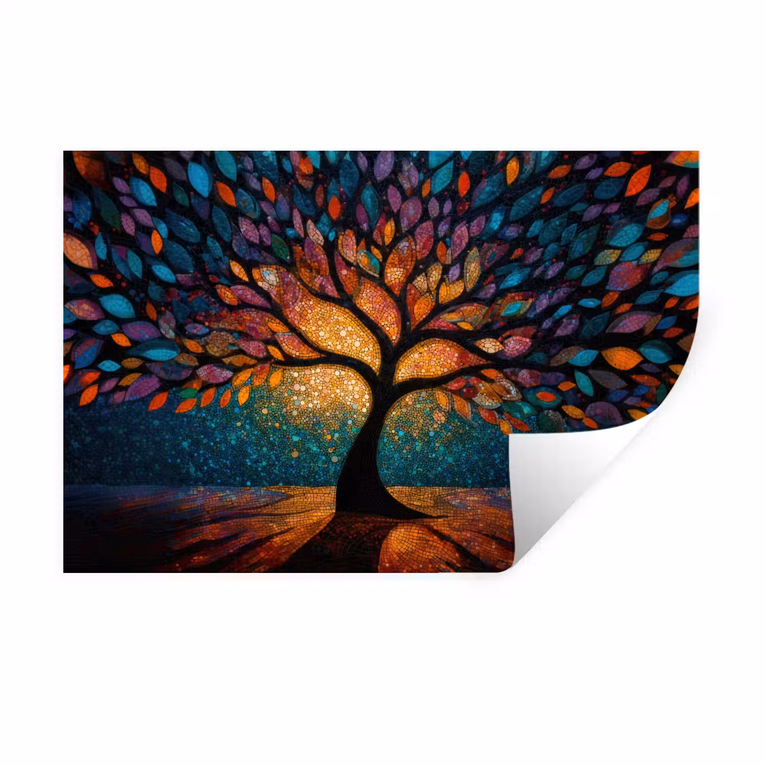 Mozaïek - Kleurrijk - Boom - Takken Muursticker klein -3d