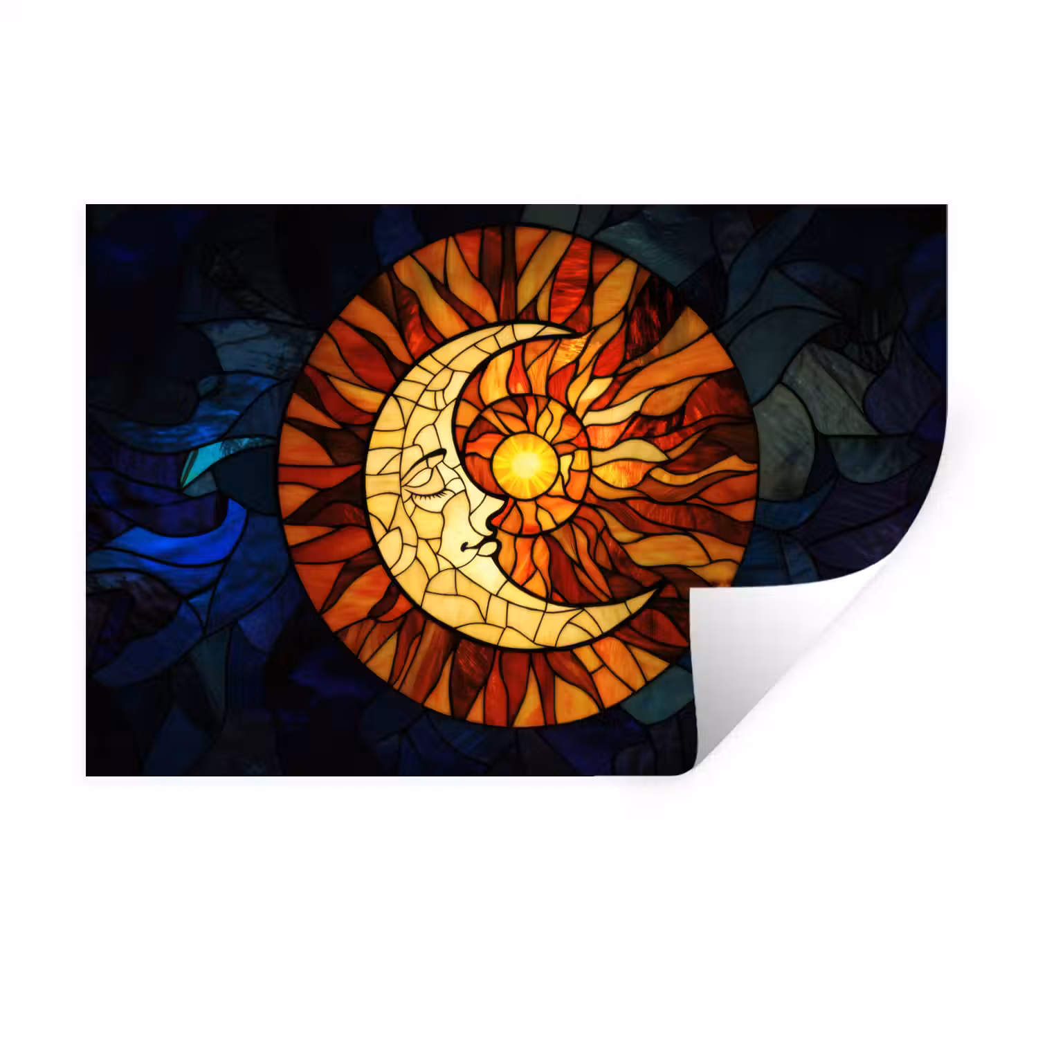 Mozaïek - Glas - Maan - Donkerblauw Muursticker klein -3d