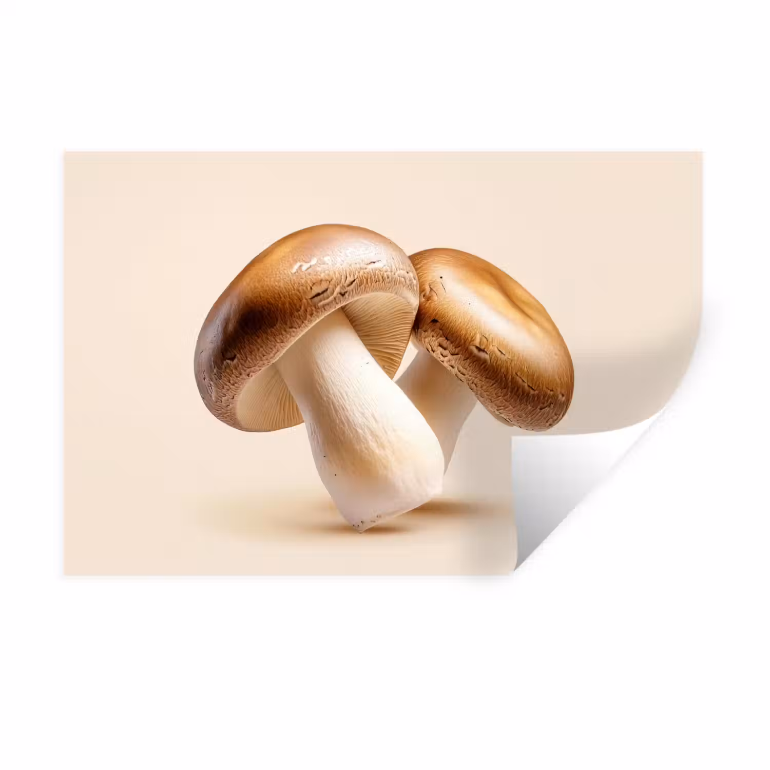 Champignons - Zacht - Beige Muursticker klein -3d