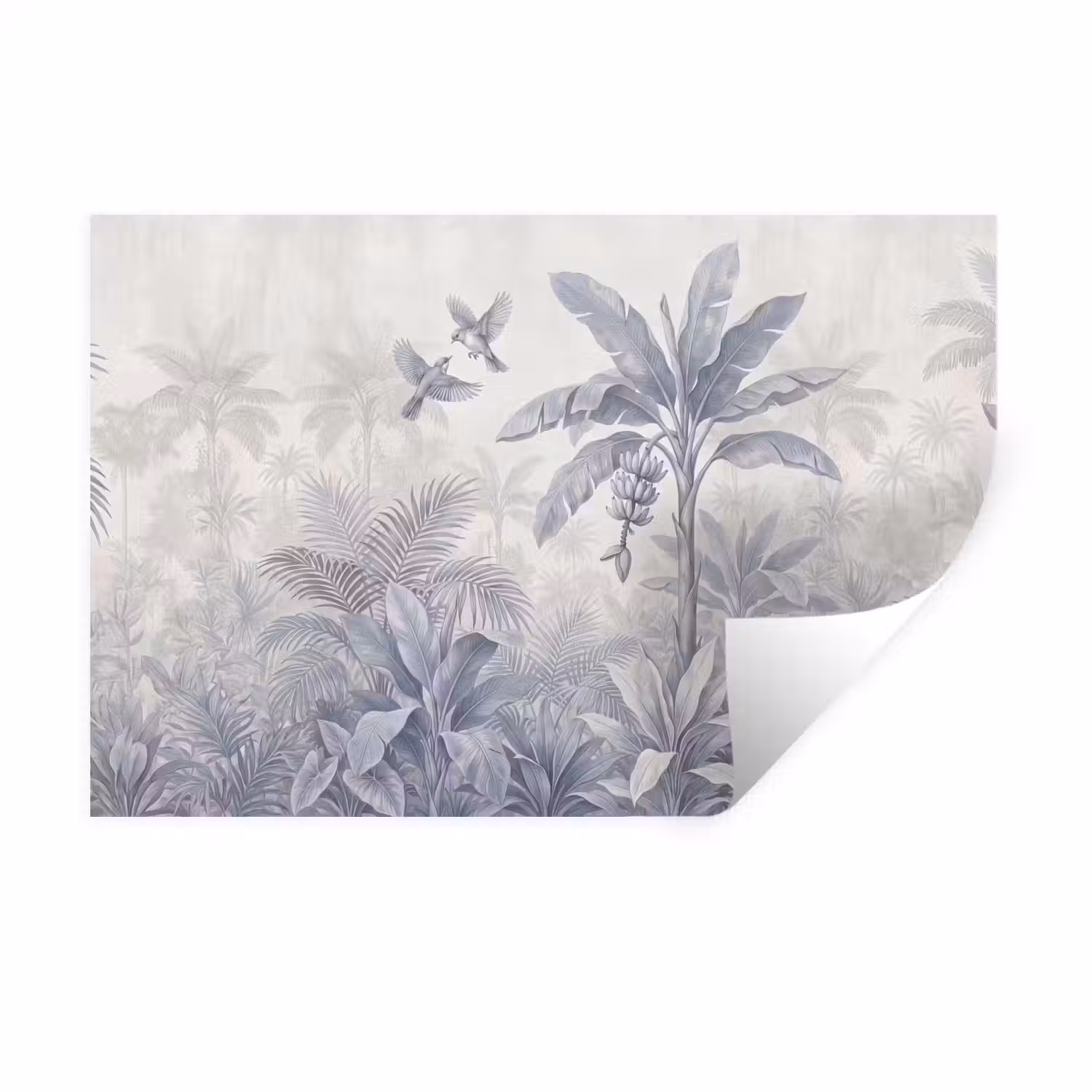 Natuur - Vogel - Jungle - Illustratie - Blauw Muursticker klein -3d