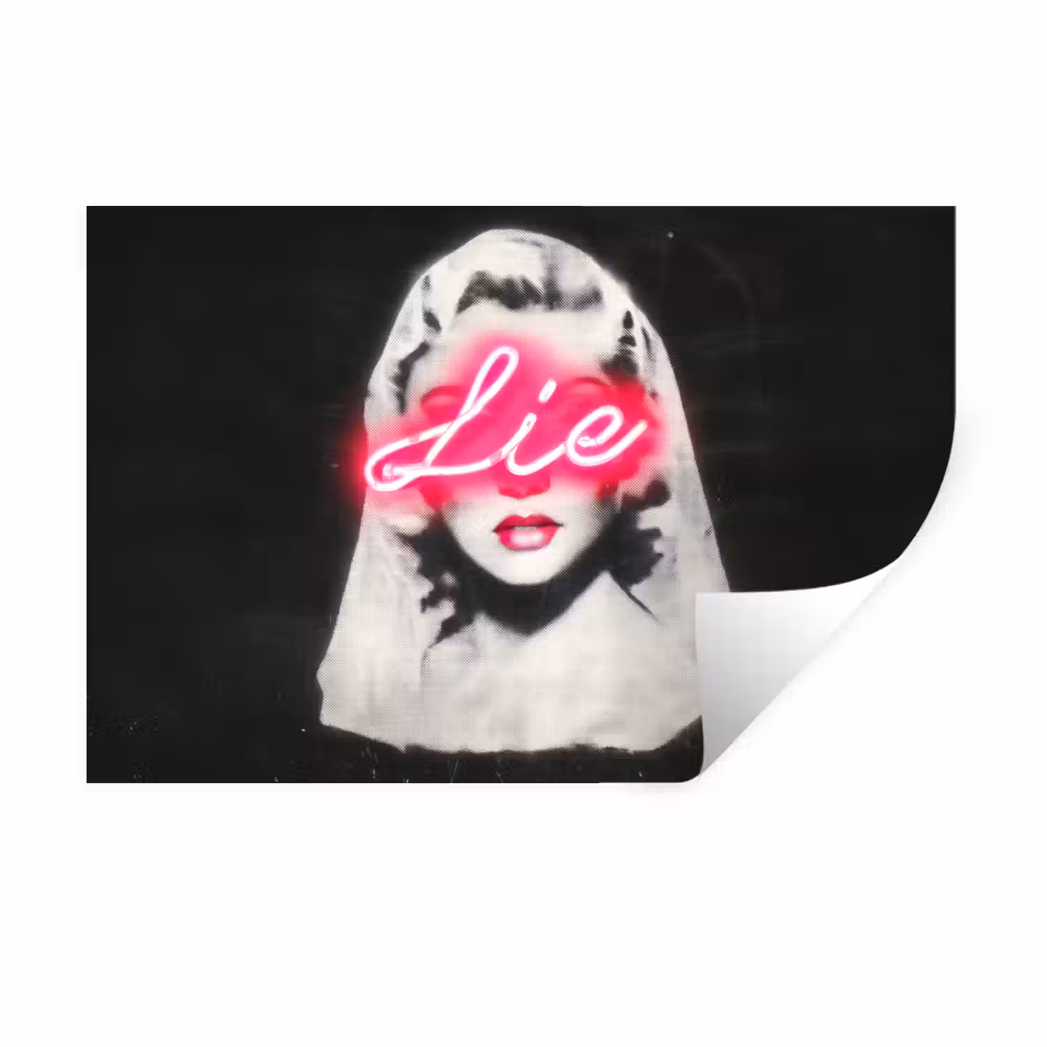 Neon - Letters - Vintage - Vrouw Muursticker klein -3d