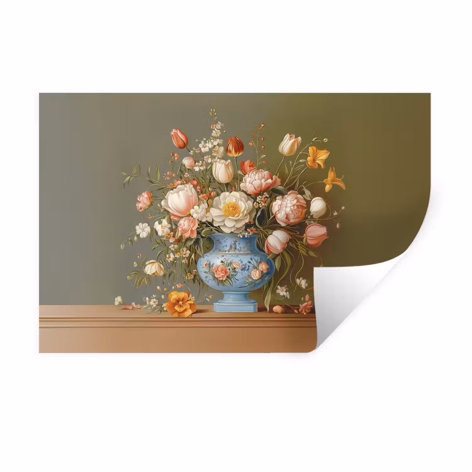 Neutral - Bloemen - Boeket - Vaas Muursticker klein -3d
