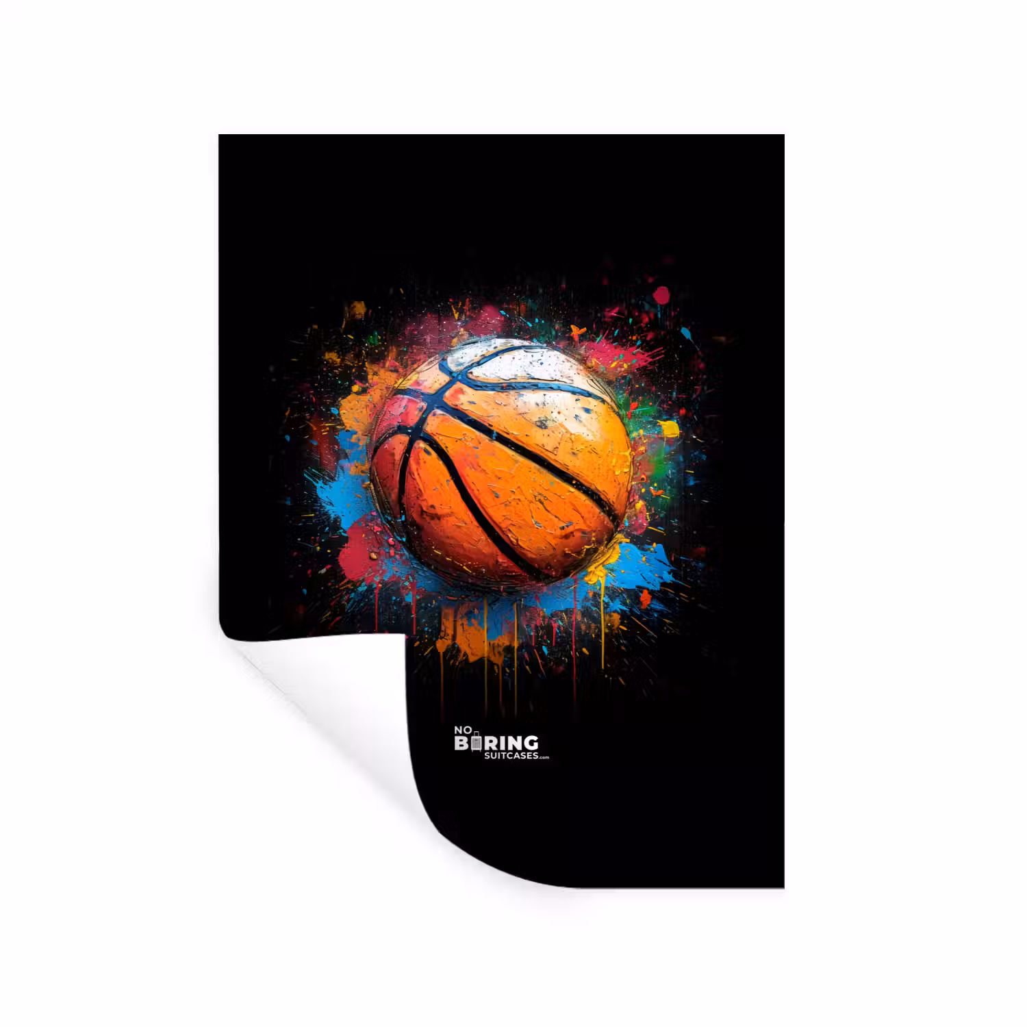 Oranje basketbal te midden van verfspetters Muursticker klein -3d