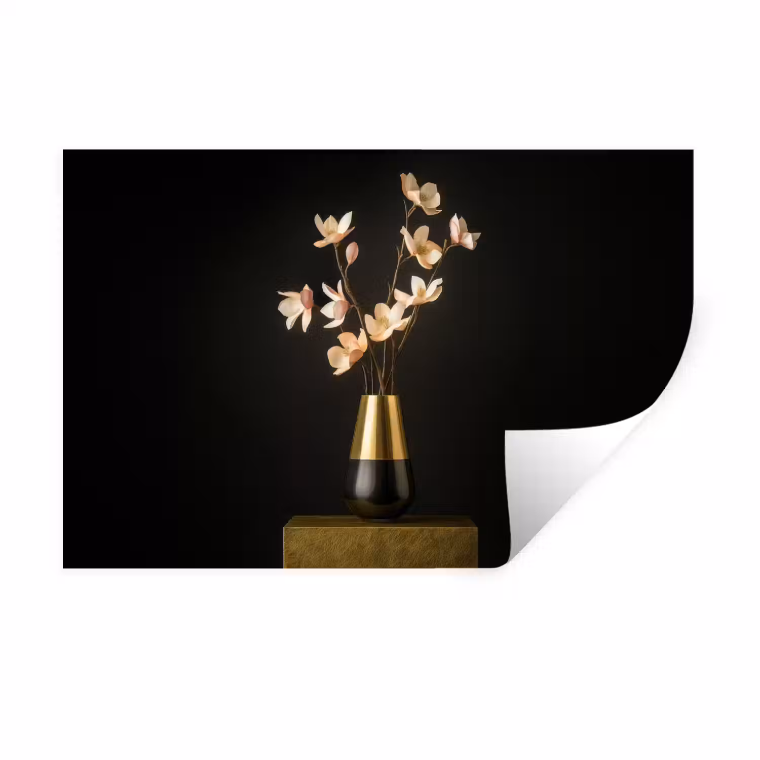 Sierlijk - Boeket - Goud - Vaas Muursticker klein -3d
