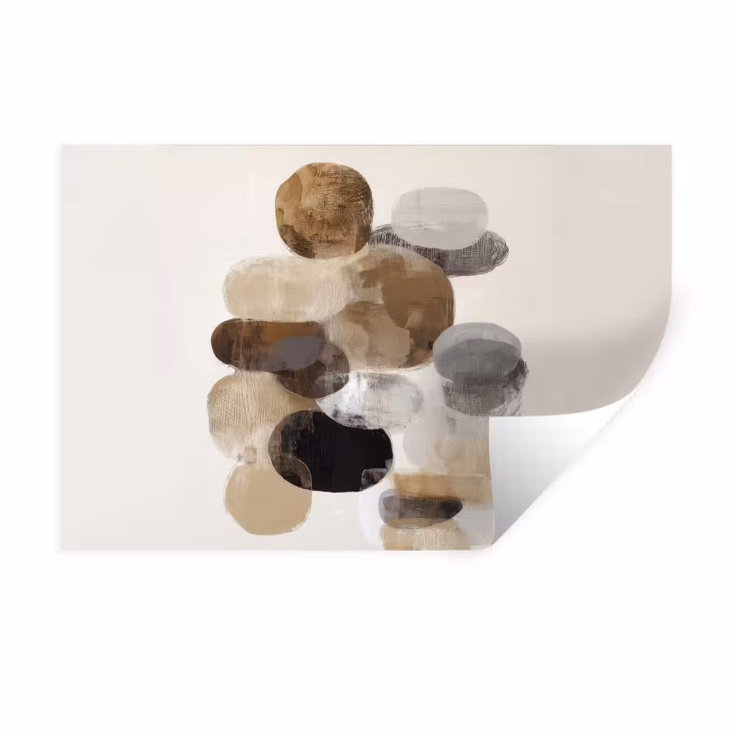 Ovaal - Kleurvlakken - Penseelstreken Muursticker klein -3d