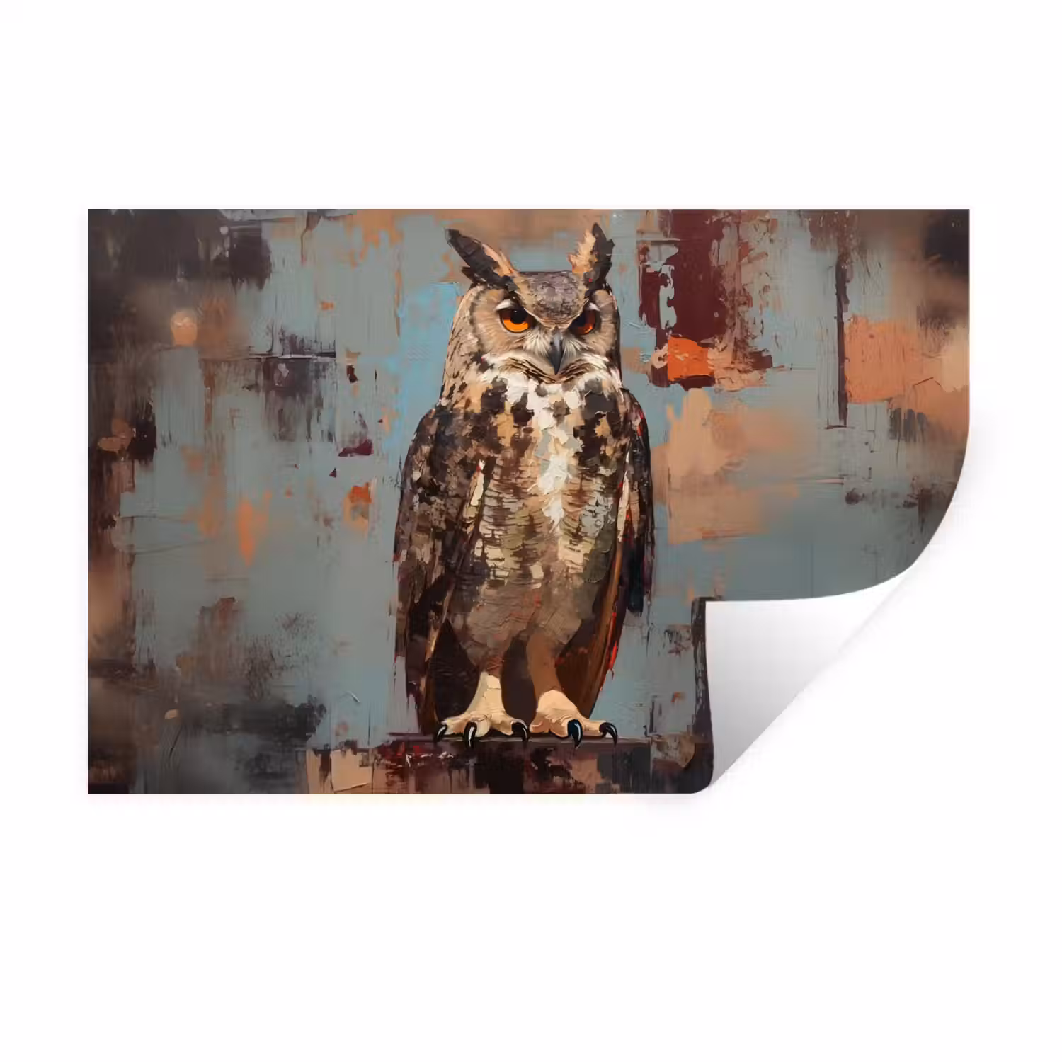 Geschilderd - Abstract - Uil - Bruin Muursticker klein -3d
