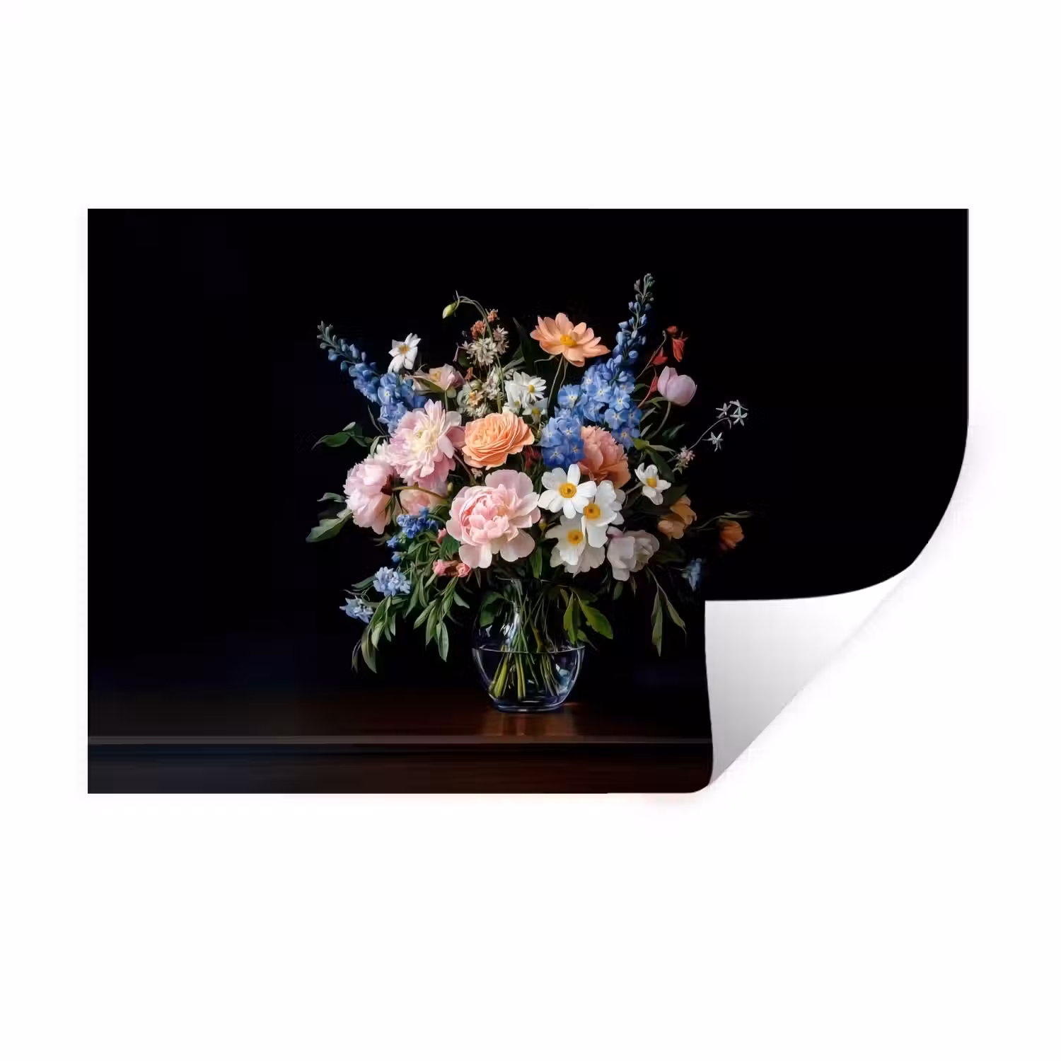 Pastel - Bloemen - Glazen - Vaas Muursticker klein -3d