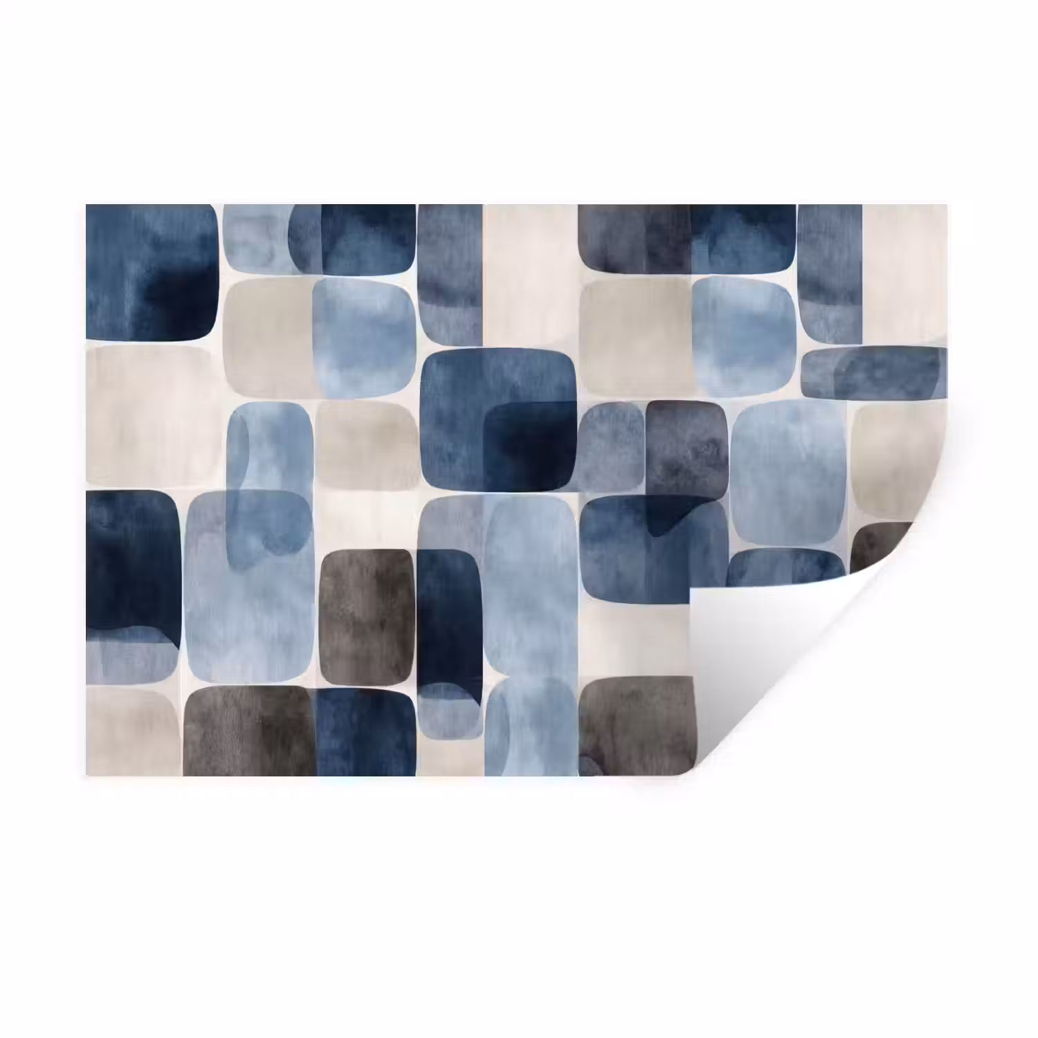 Patroon - Blauw - Vierkanten Muursticker klein -3d