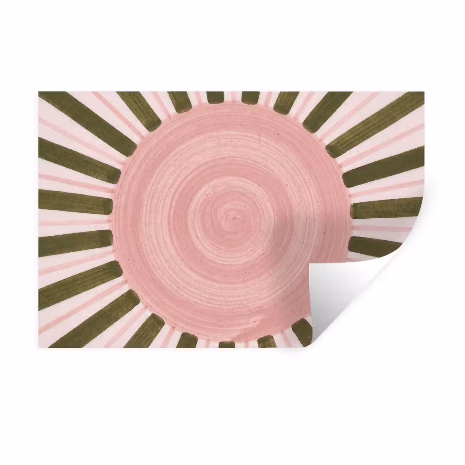 Patroon - Cirkel - Stralen - Abstract - Roze Muursticker klein -3d