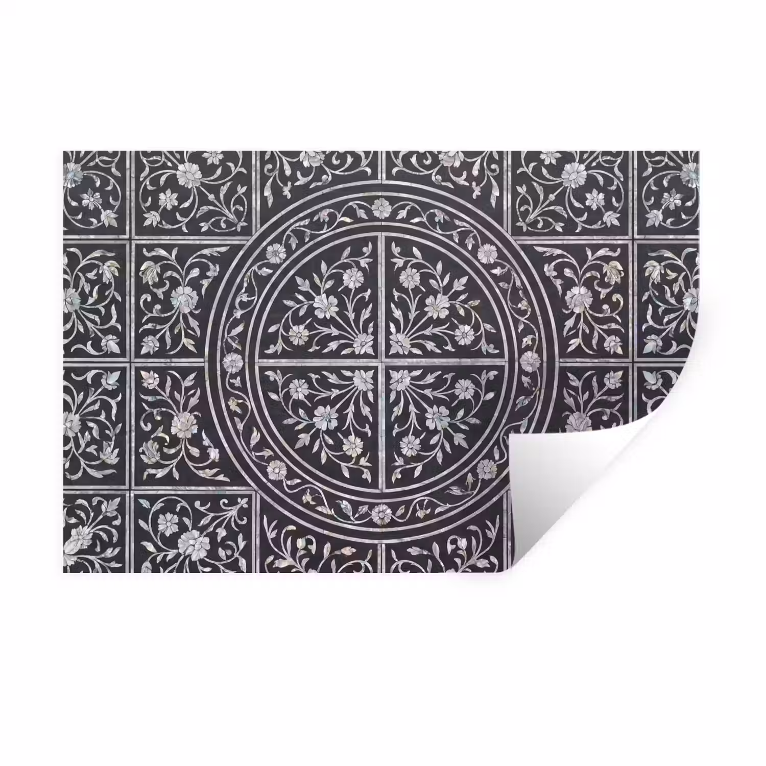 Patroon - Bloemmotief - Decoratie - Klassiek - Zwart Muursticker klein -3d