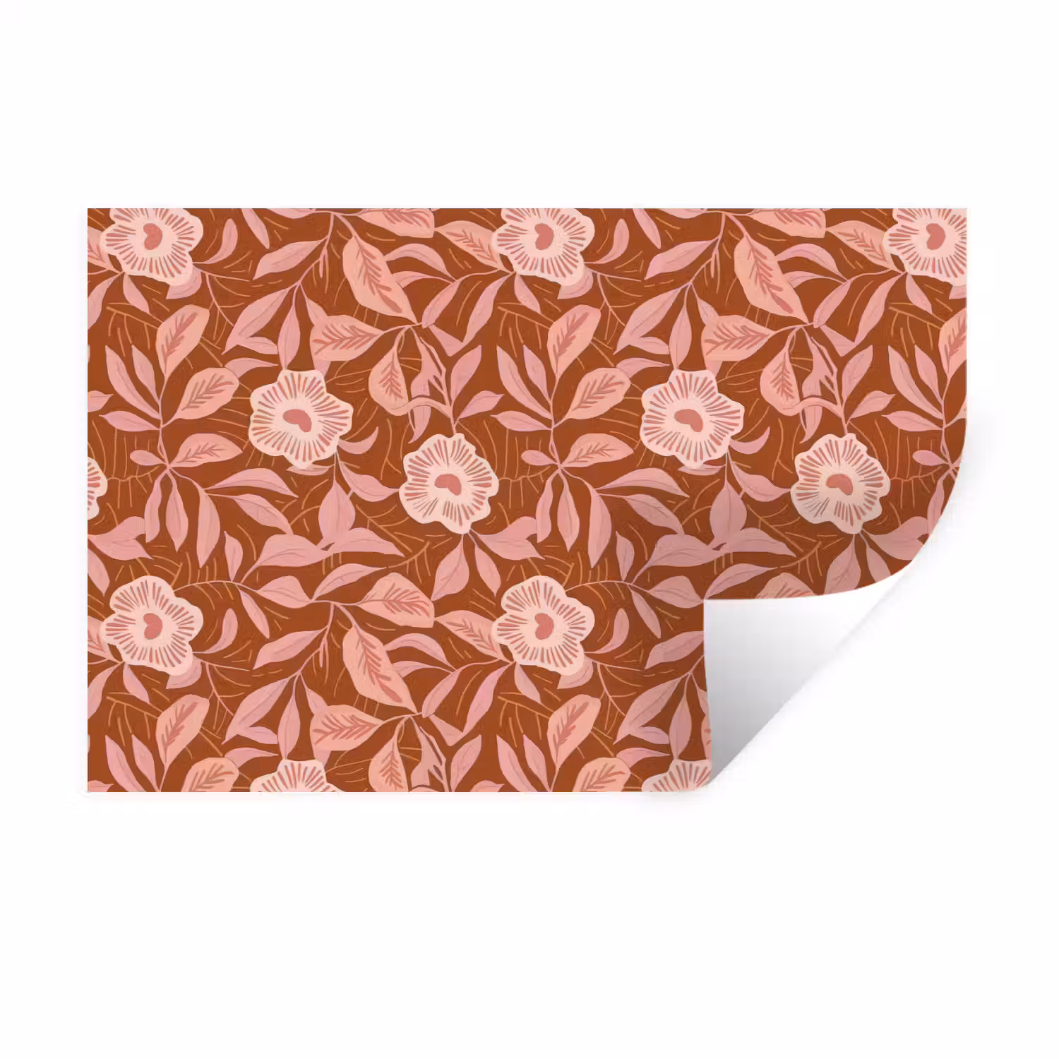 Patroon - Bladeren - Terracotta Muursticker klein 286 -3d