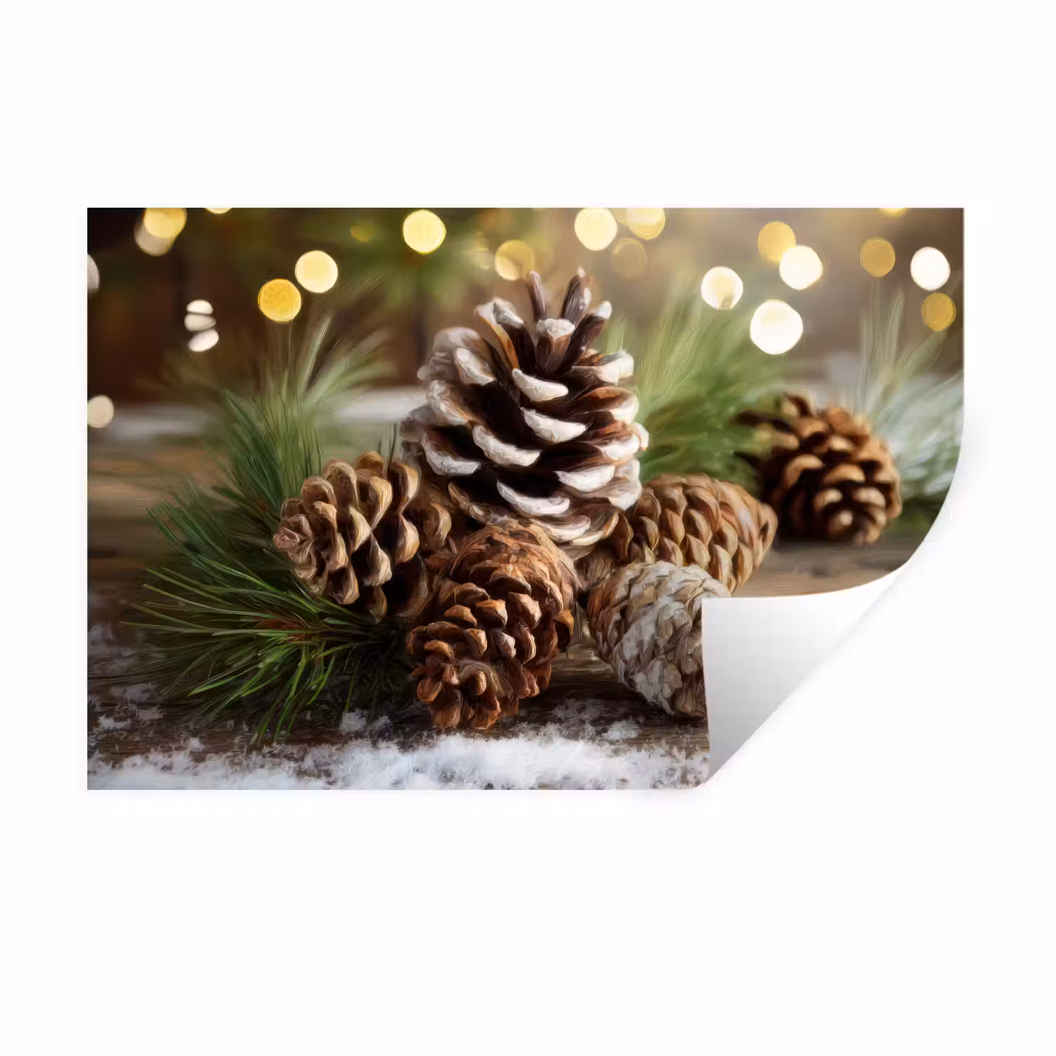 Dennenappels - Kerstsfeer - Bruin - Groen Muursticker klein -3d