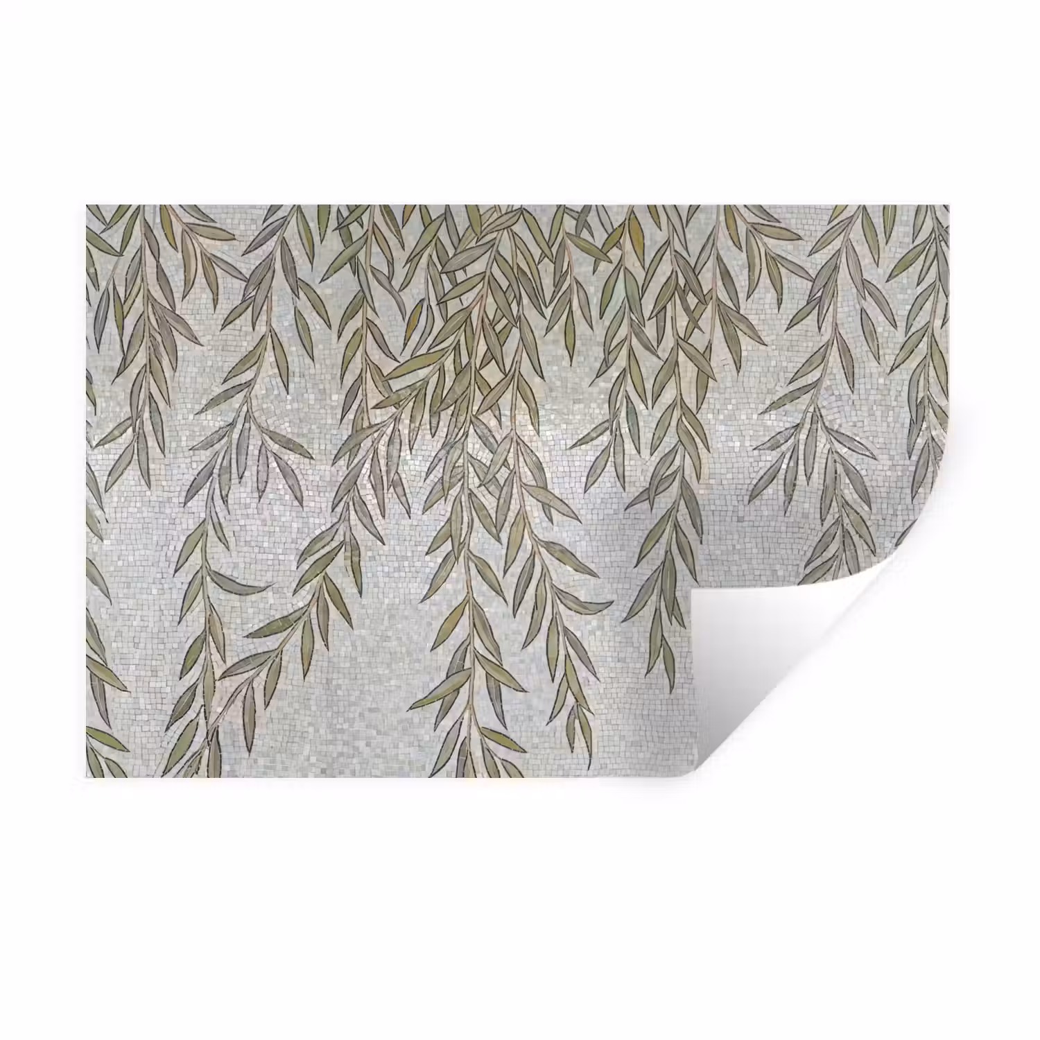 Planten - Mozaïek - Patroon - Groen - Blauw Muursticker klein -3d