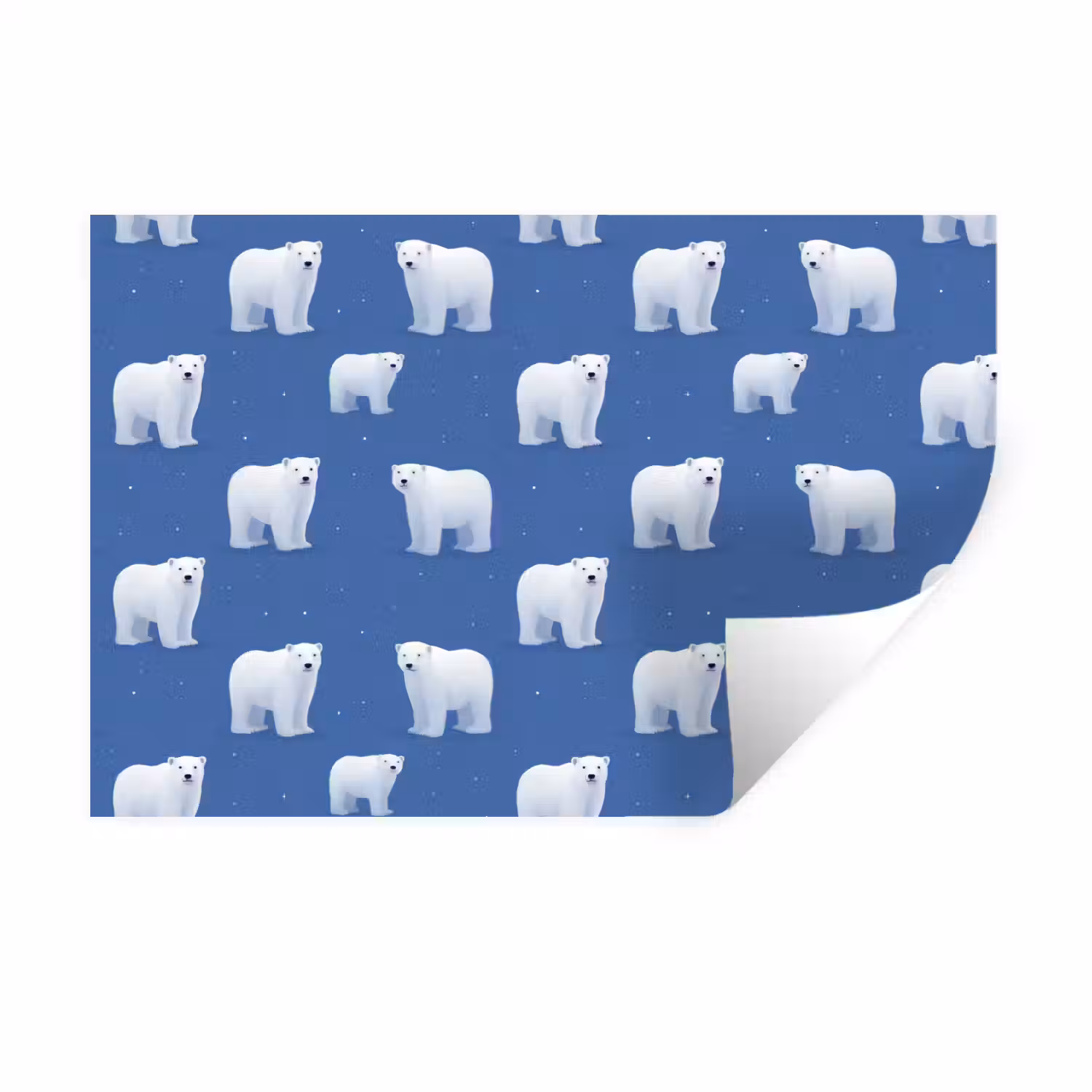 IJsbeer - Patroon - Blauw Muursticker klein 286 -3d