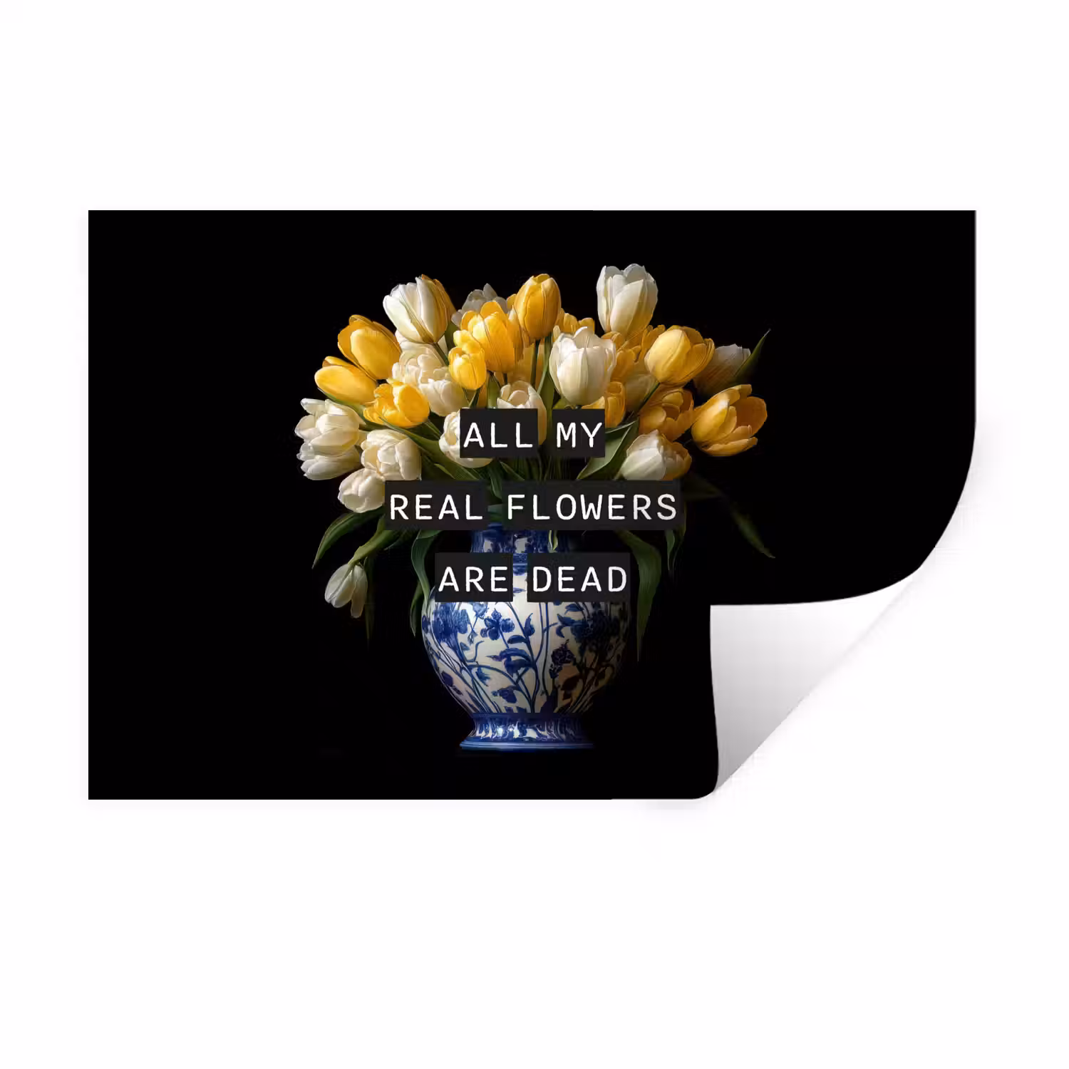 Quotes - Bloem - Tulp - Geel Muursticker klein -3d
