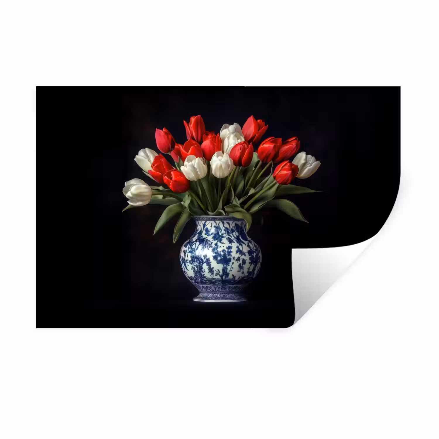 Rode - Bloemen - Tulpen - Vaas Muursticker klein -3d