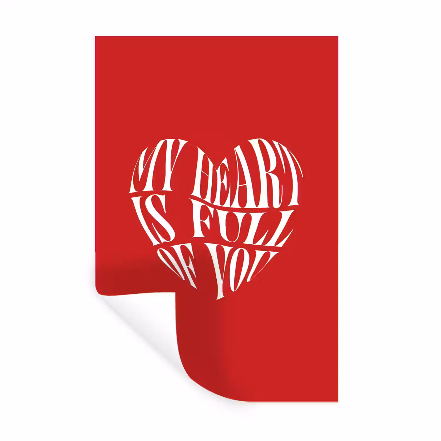Rood - Hart- Tekst - Valentijn Muursticker klein -3d