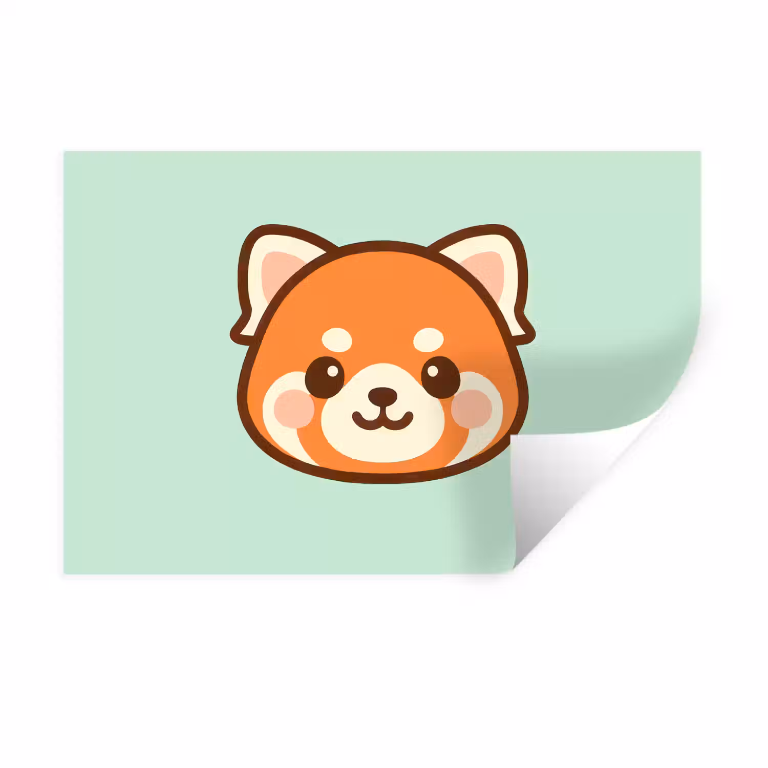 Rode panda - Groen - Cartoon Muursticker klein -3d