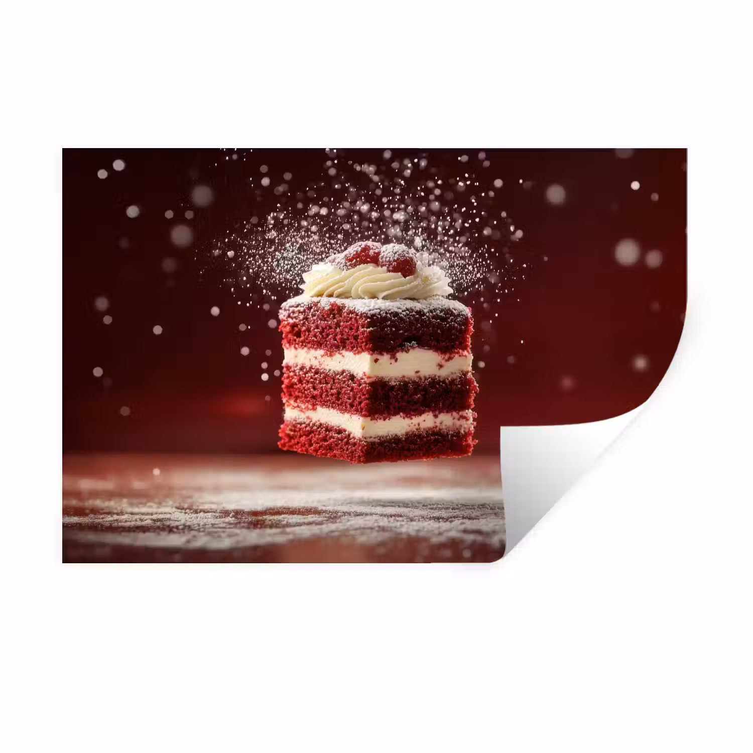 Rode - Velvet - Taart - Eten Muursticker klein -3d