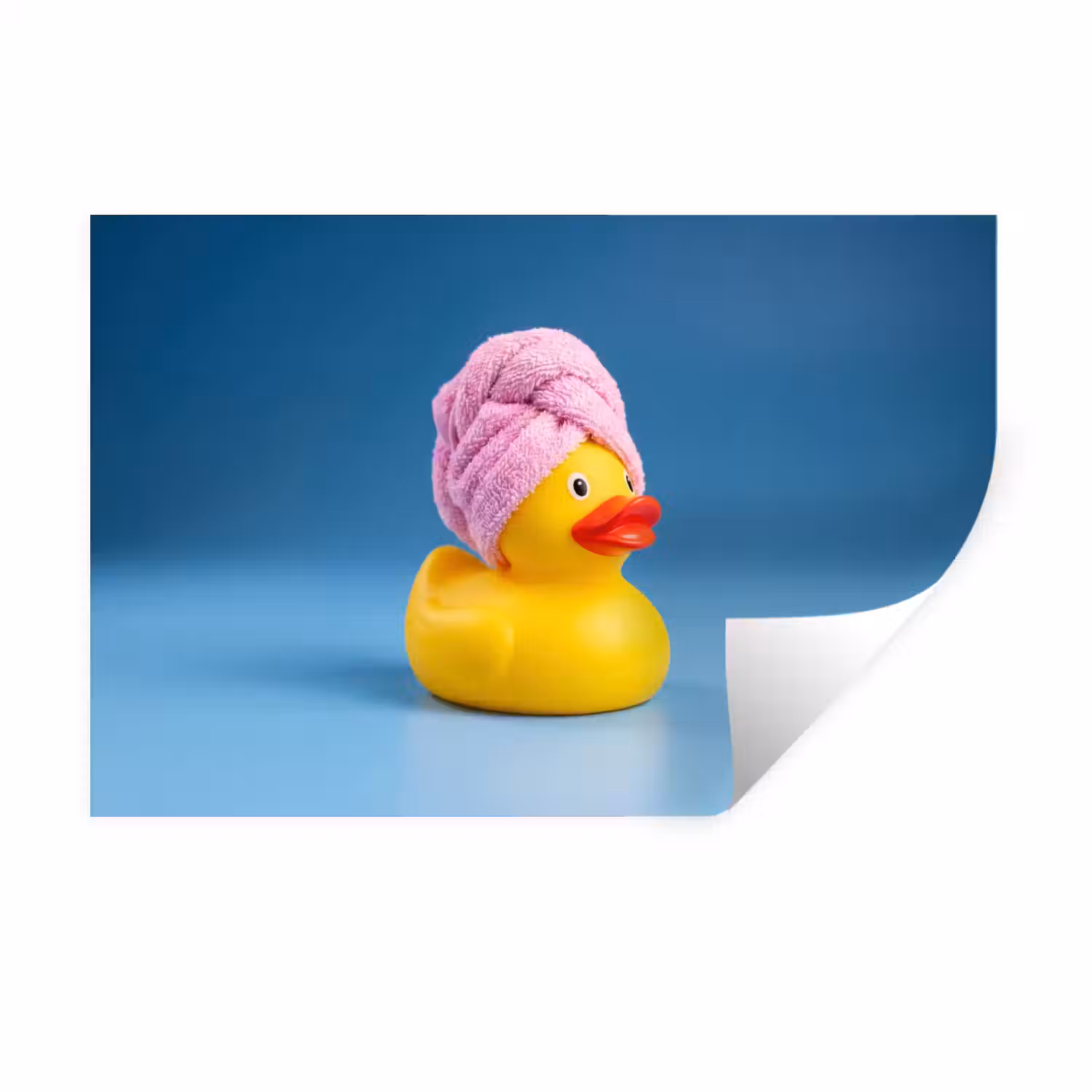 Badeend - Handdoek - Blauw Muursticker klein -3d