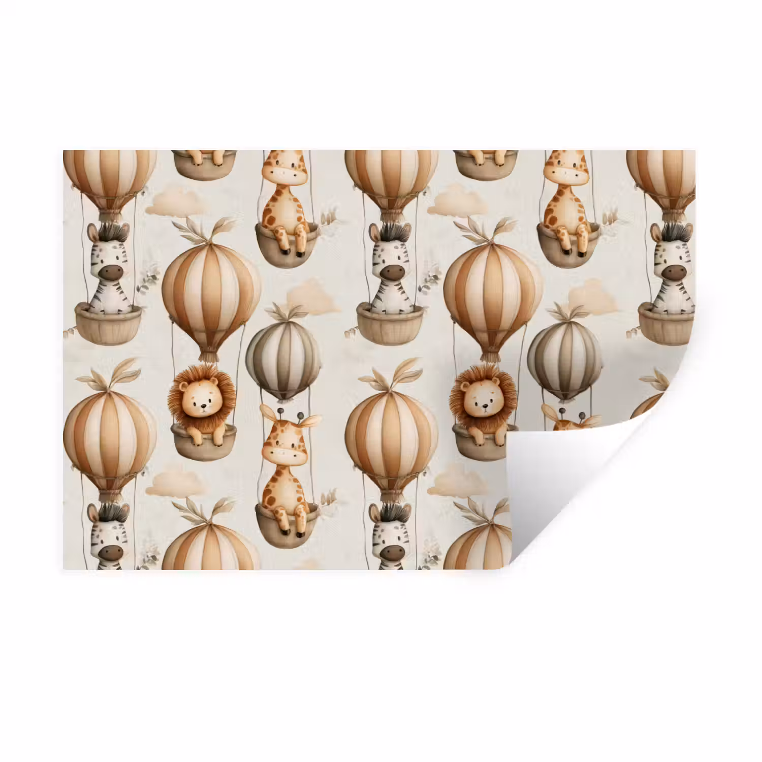 Safari - Luchtballonen - Taupe Muursticker klein 286 -3d