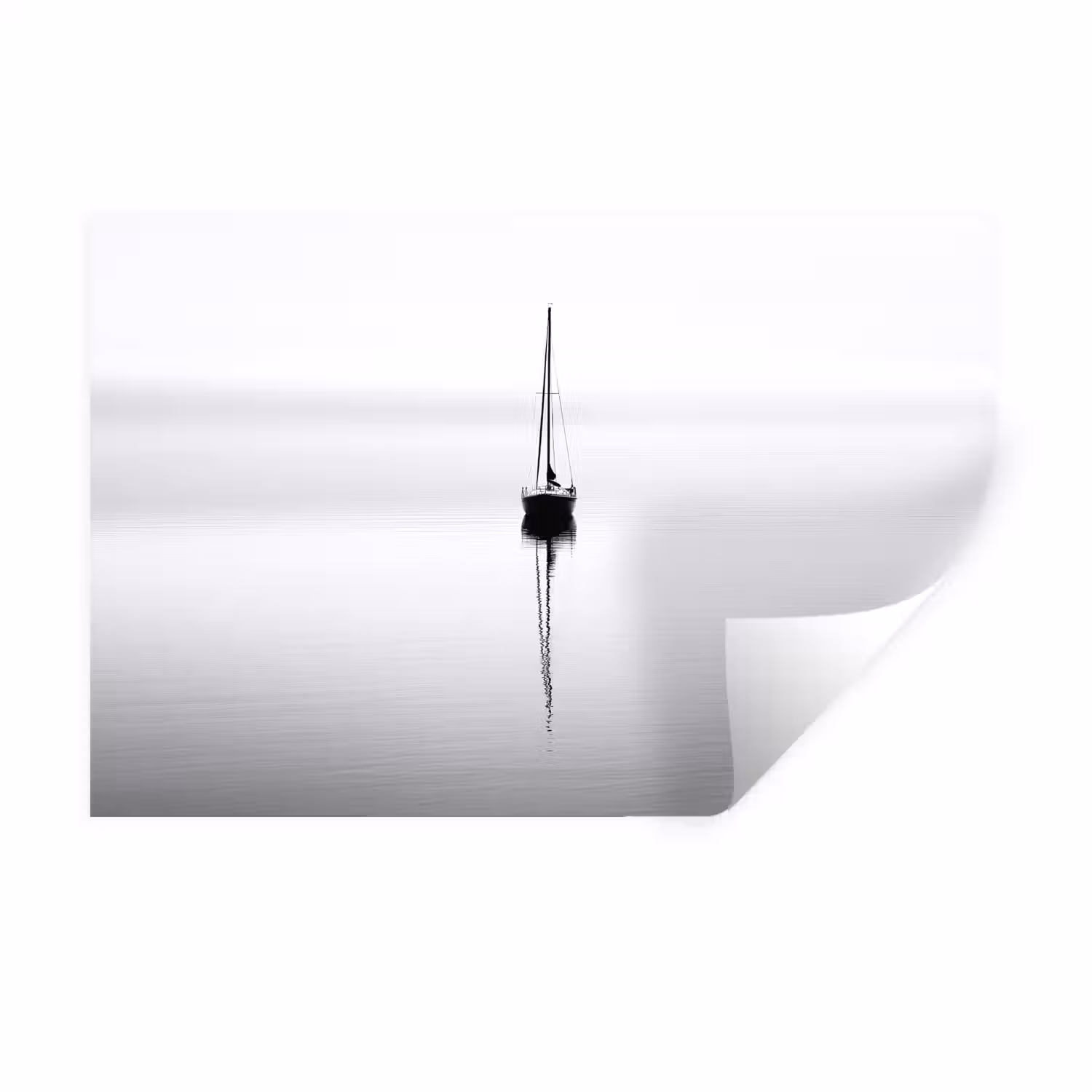 Zeilboot - Zwart - Water - Silhouet Muursticker klein -3d