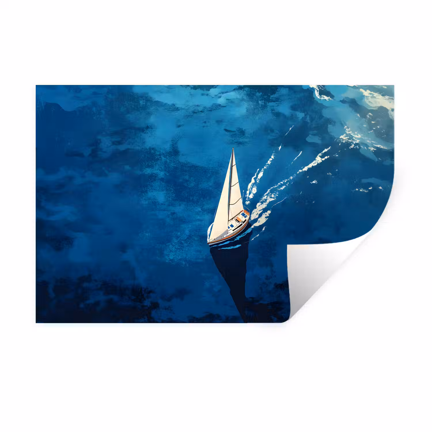 Zeilboot - Water - Abstract - Schaduw Muursticker klein -3d