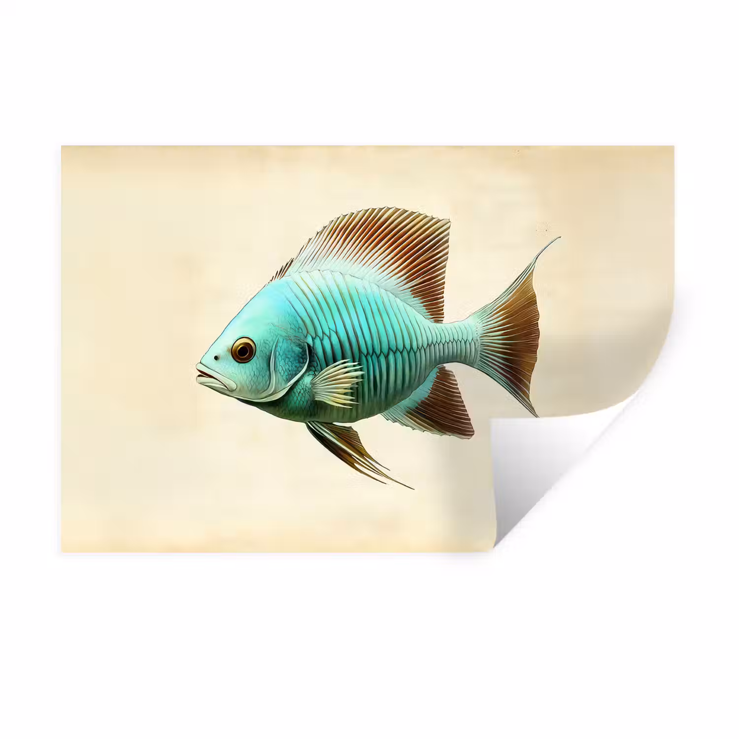 Schubben - Vis - Mint - Minimalistisch Muursticker klein -3d