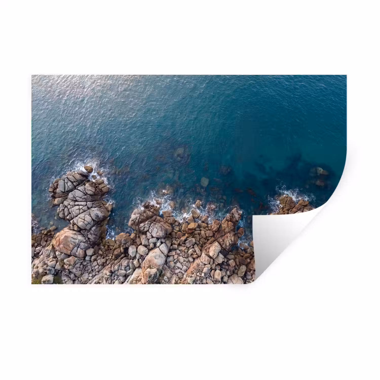 Zee - Kustlijn - Natuur - Abstract - Blauw Muursticker klein -3d