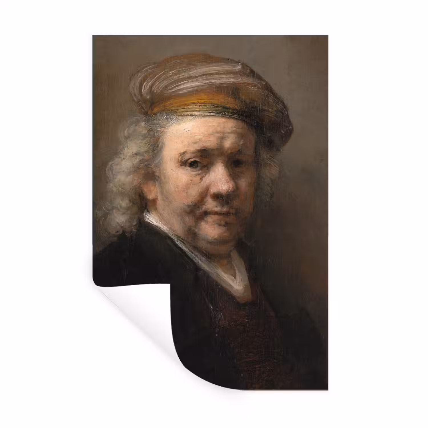Zelfportret - Schilderij van Rembrandt van Rijn Muursticker klein -3d