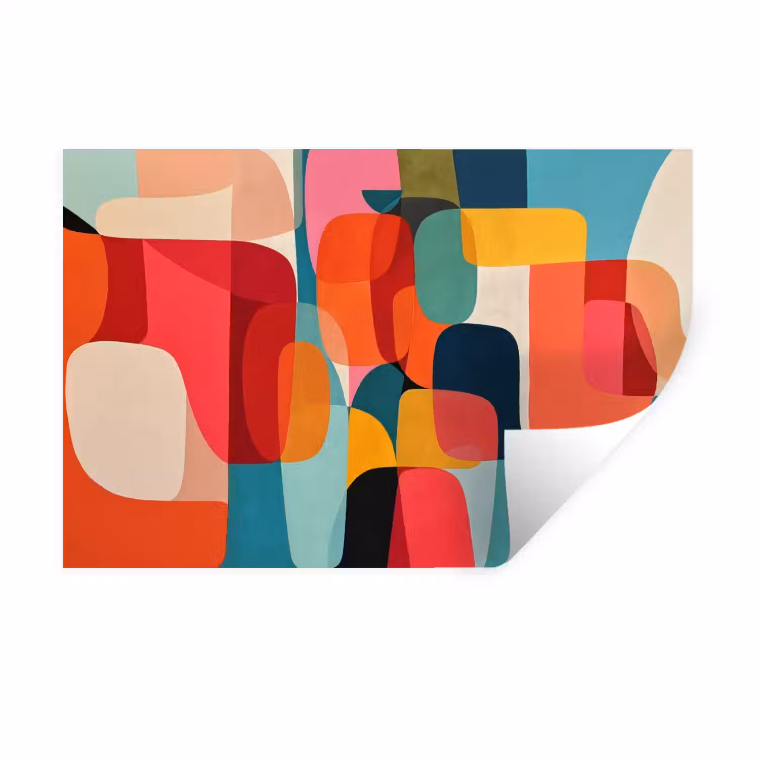 Vormen - Kleurrijk - Abstract - Vlakken Muursticker klein -3d