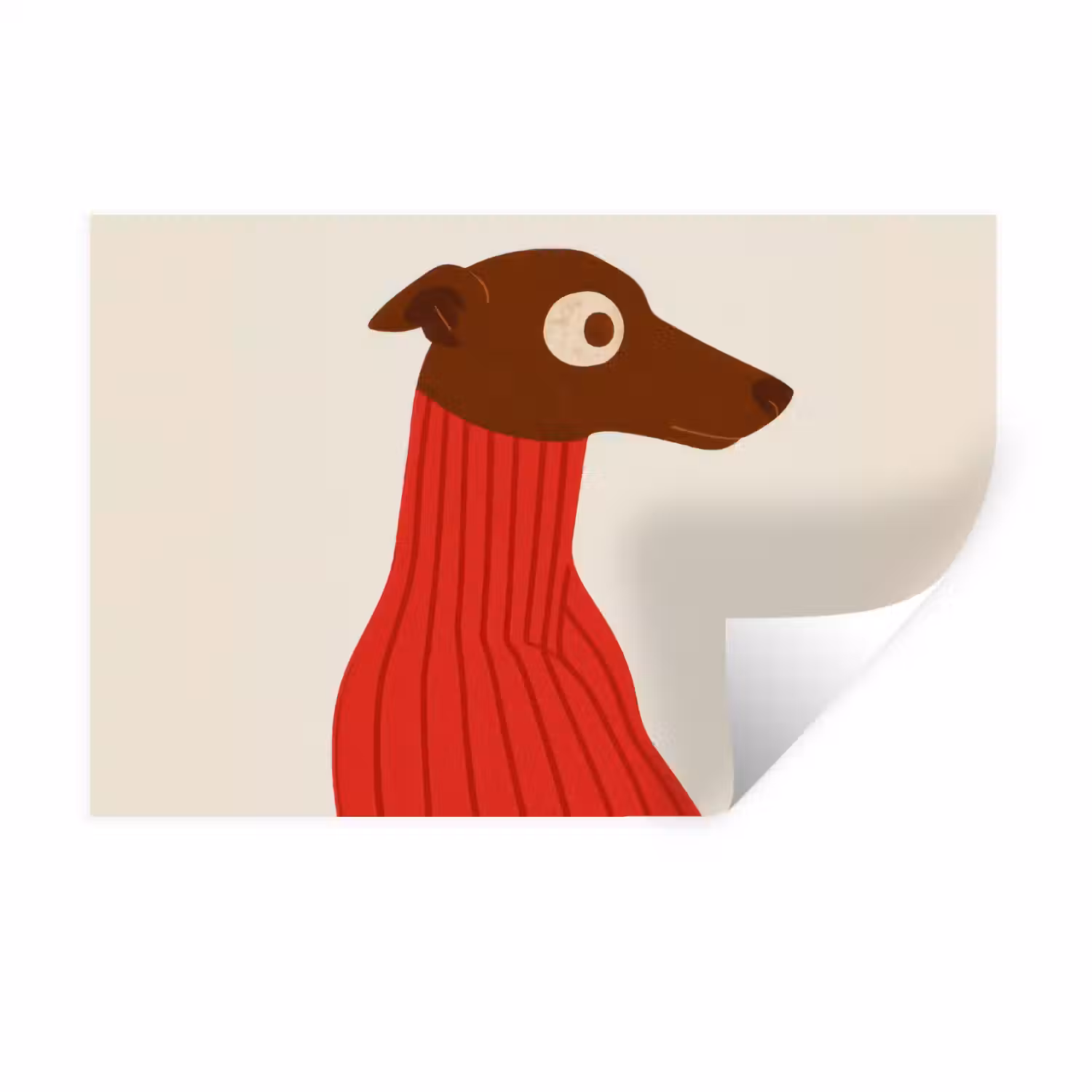 Silhouet - Hond - Trui - Rood Muursticker klein -3d