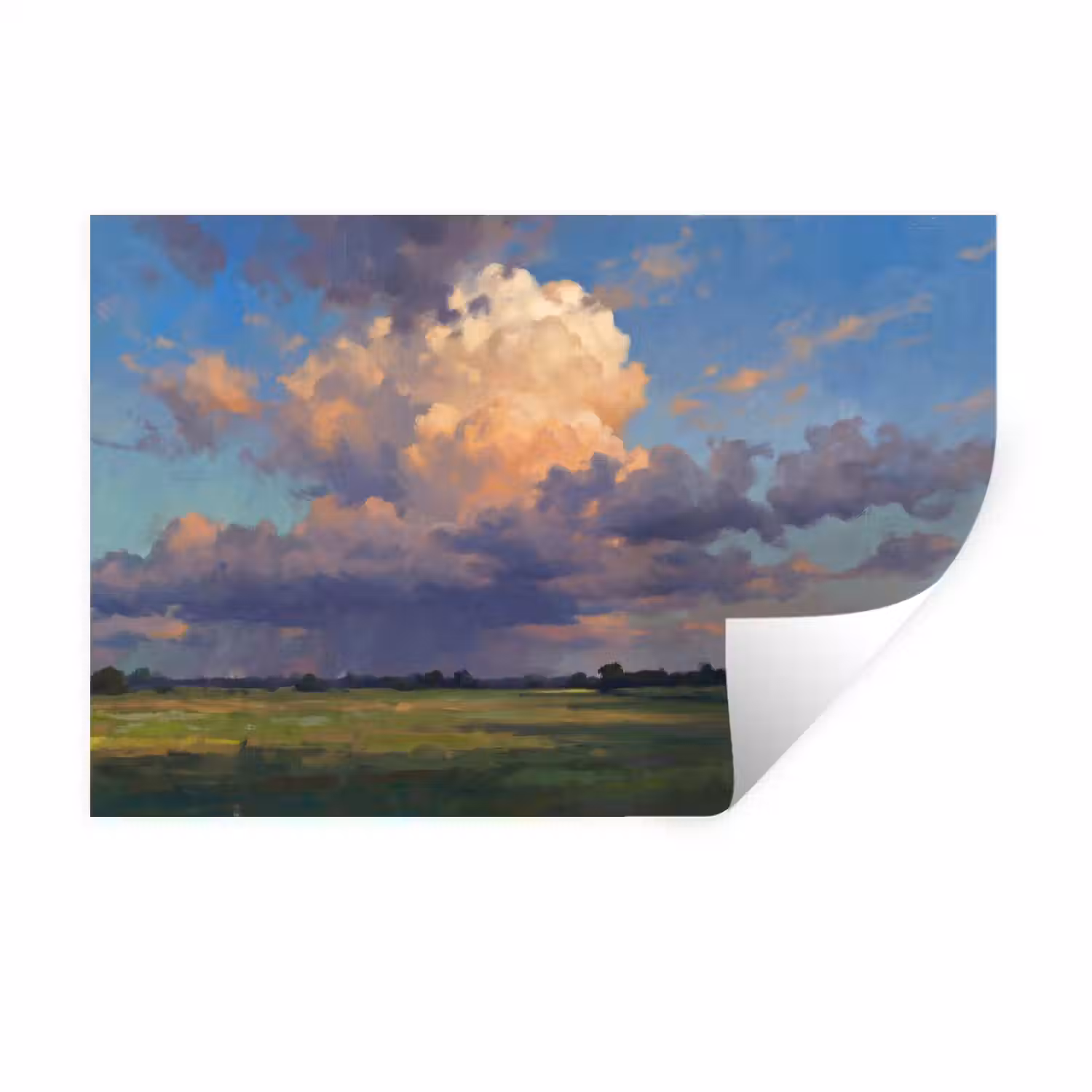 Lucht - Wolken - Landschap - Modern - Oranje Muursticker klein -3d