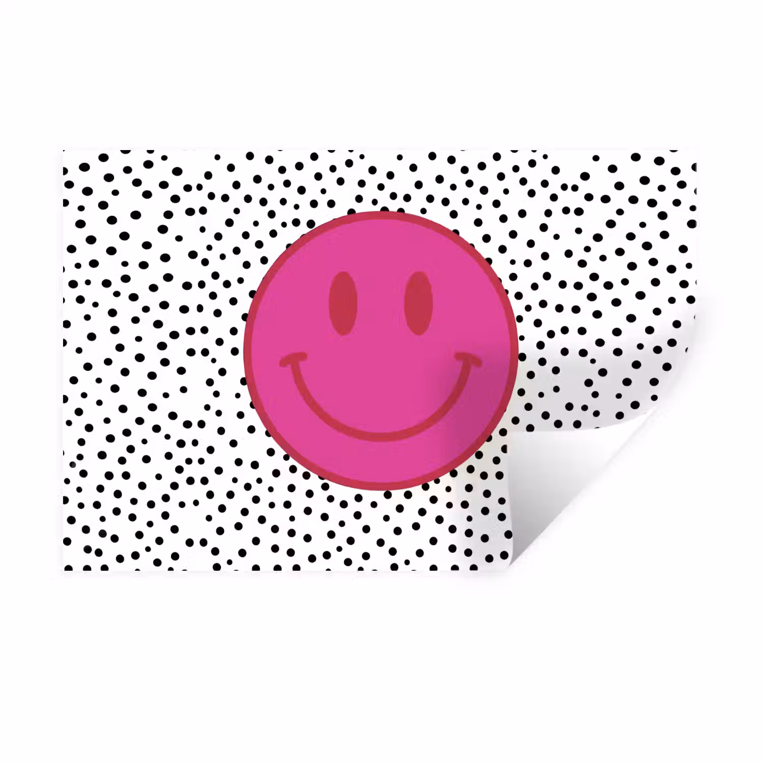 Smiley - Roze - Stippen Muursticker klein -3d